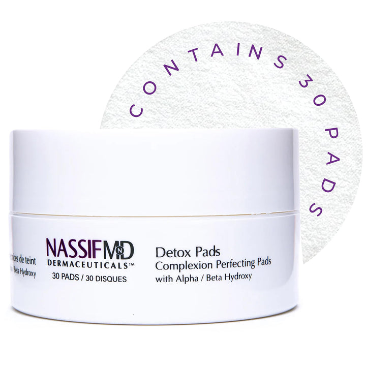 NassifMD Exfoliating Detox Pads, AHA Pads Formulated with Glycolic Acid, Witch Hazel, and Salicylic Acid