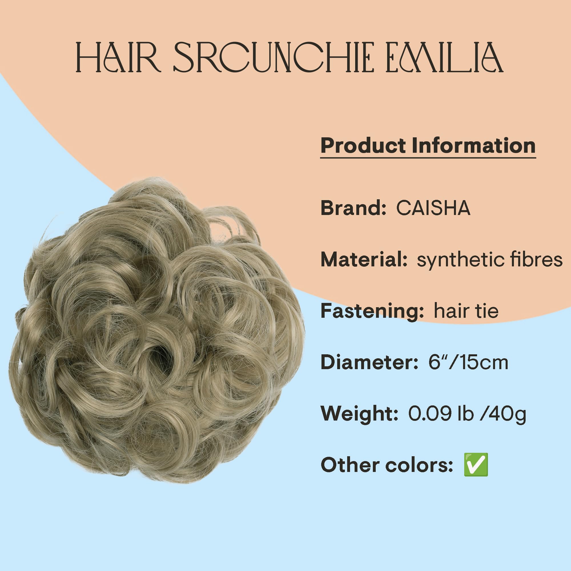 Natural blond G14E_24A : PRETTYSHOP Hairpiece Hair Rubber Scrunchie Scrunchy Updos VOLUMINOUS Curly Messy Bun Natural blond G14E_24A