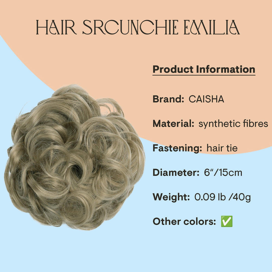 Natural blond G14E_24A : PRETTYSHOP Hairpiece Hair Rubber Scrunchie Scrunchy Updos VOLUMINOUS Curly Messy Bun Natural blond G14E_24A