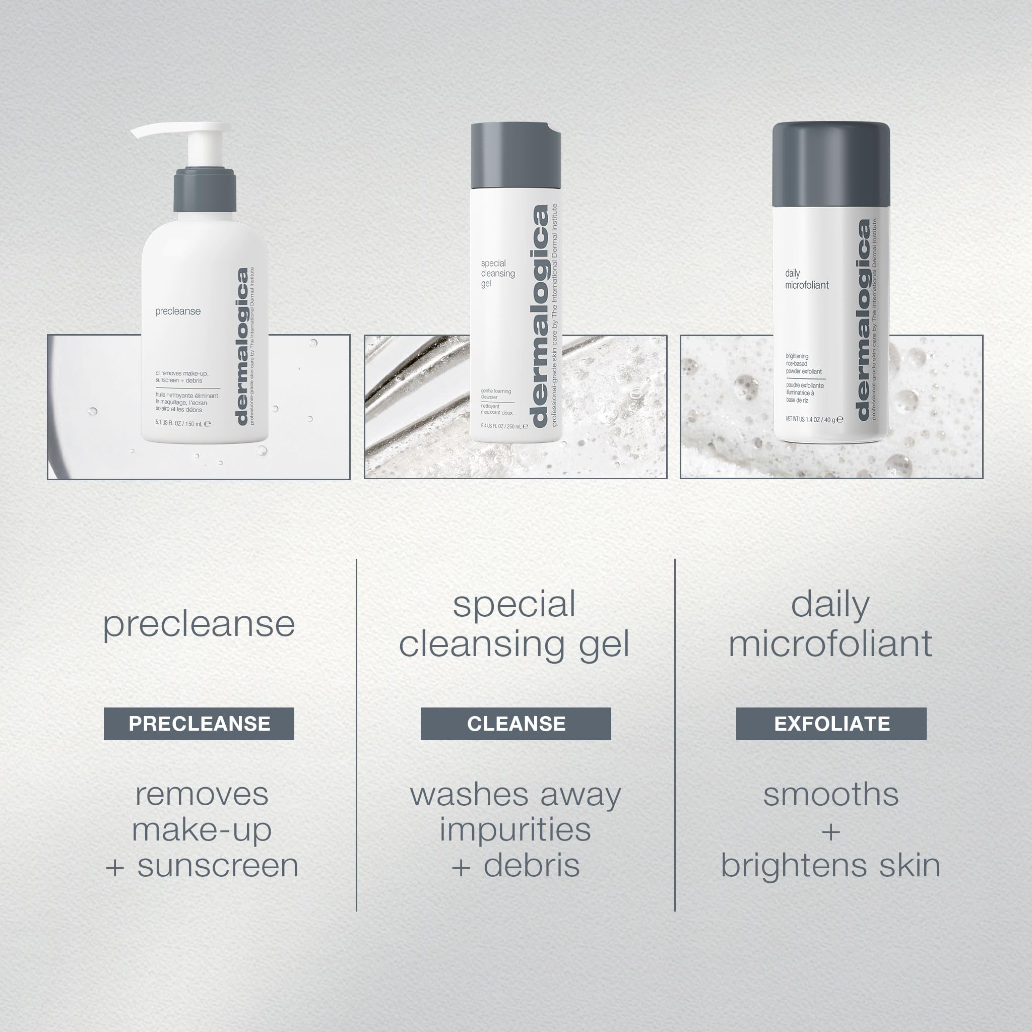 Dermalogica Let It Glow – Facial Cleansing Skincare Set Includes Full Sized PreCleanse, Special Cleansing Gel, and Daily Microfoliant