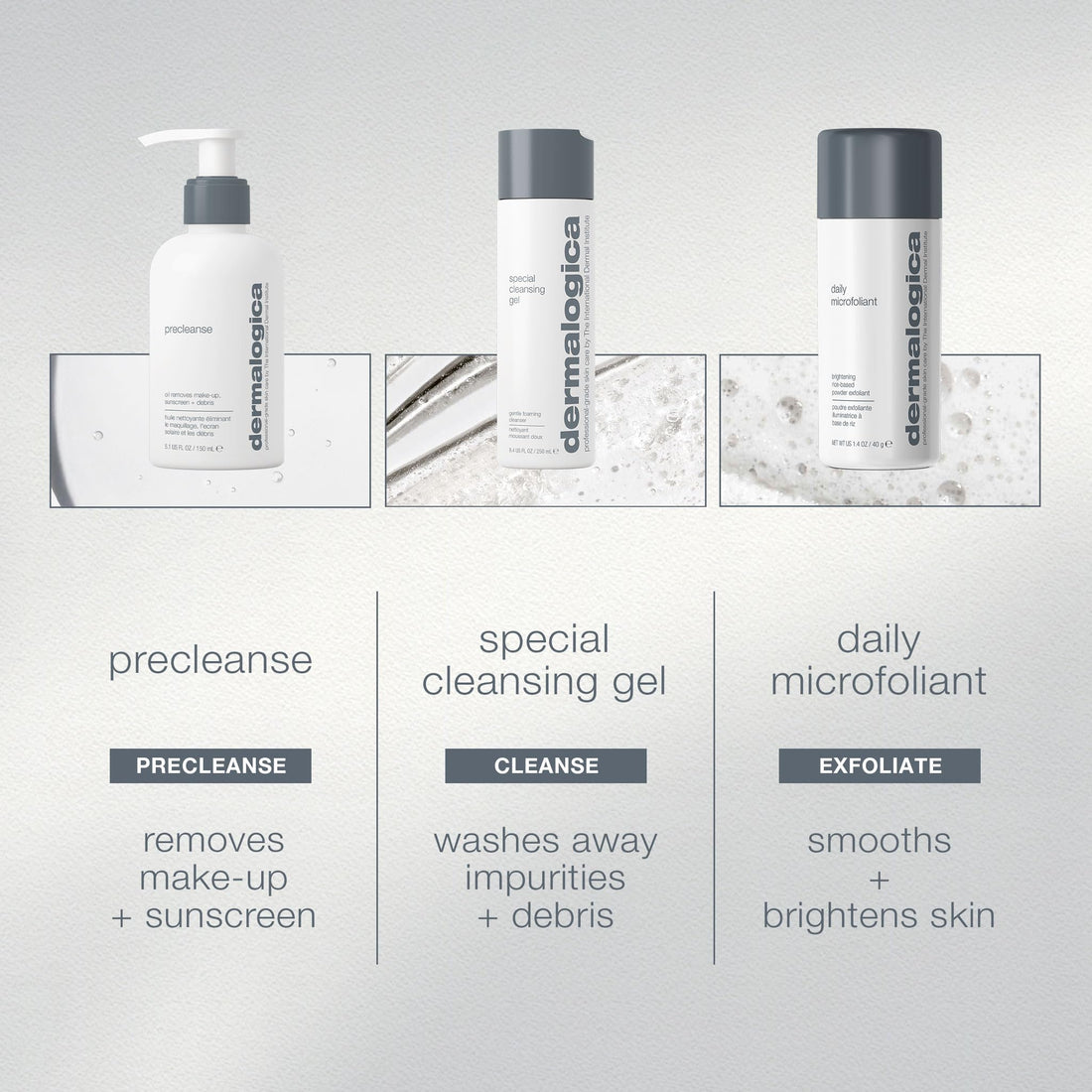Dermalogica Let It Glow – Facial Cleansing Skincare Set Includes Full Sized PreCleanse, Special Cleansing Gel, and Daily Microfoliant