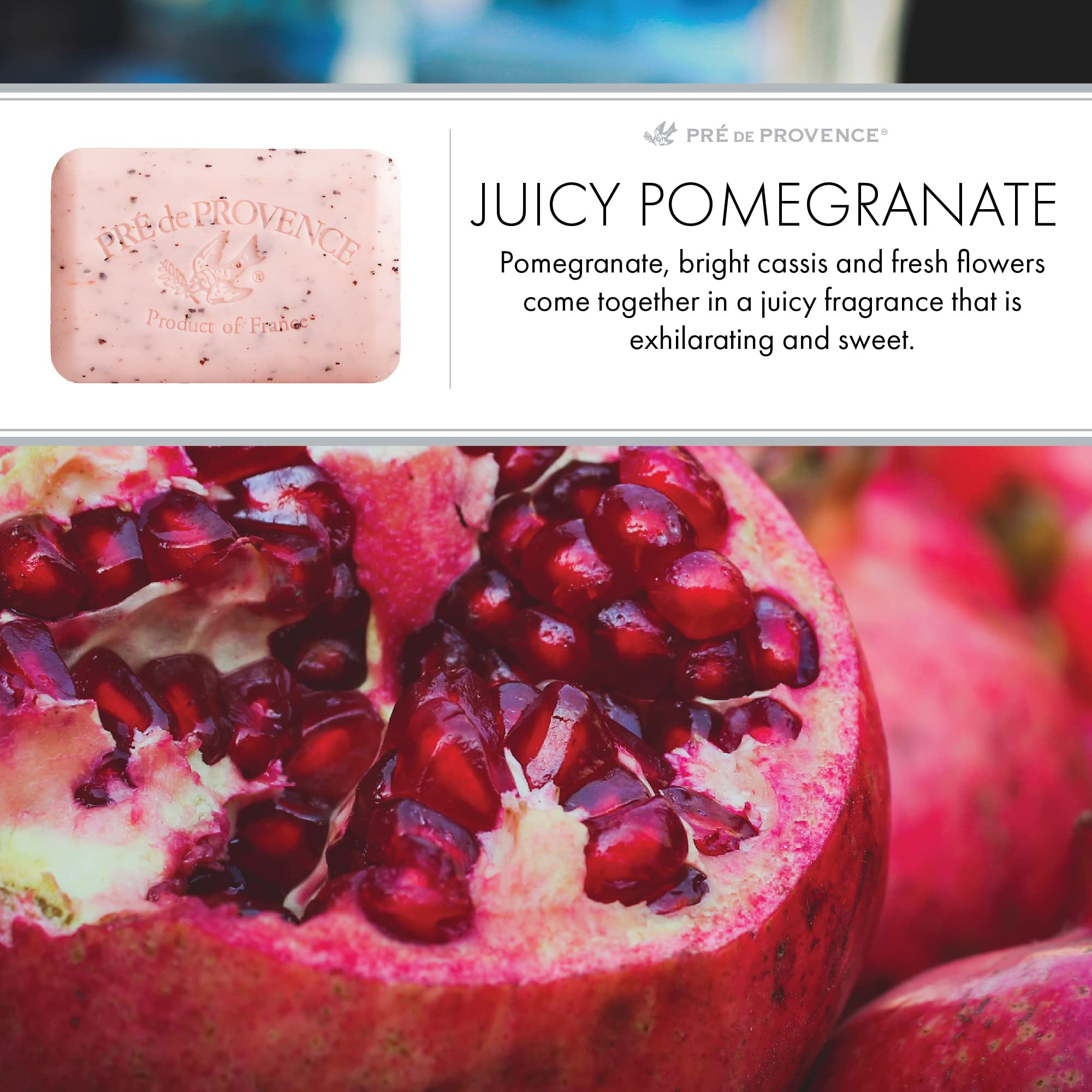 Pre de Provence Shea Butter Enriched Artisanal French Soap Bar (150 g) - Juicy Pomegranate