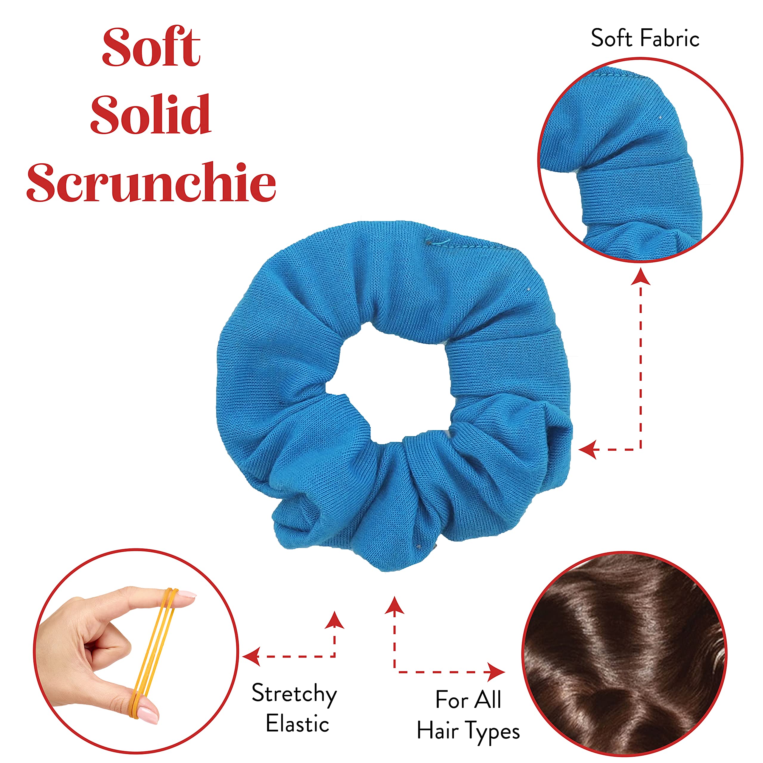 Motique Accessories Blue: 12 Pack Solid Hair Ties Scrunchies - Blue