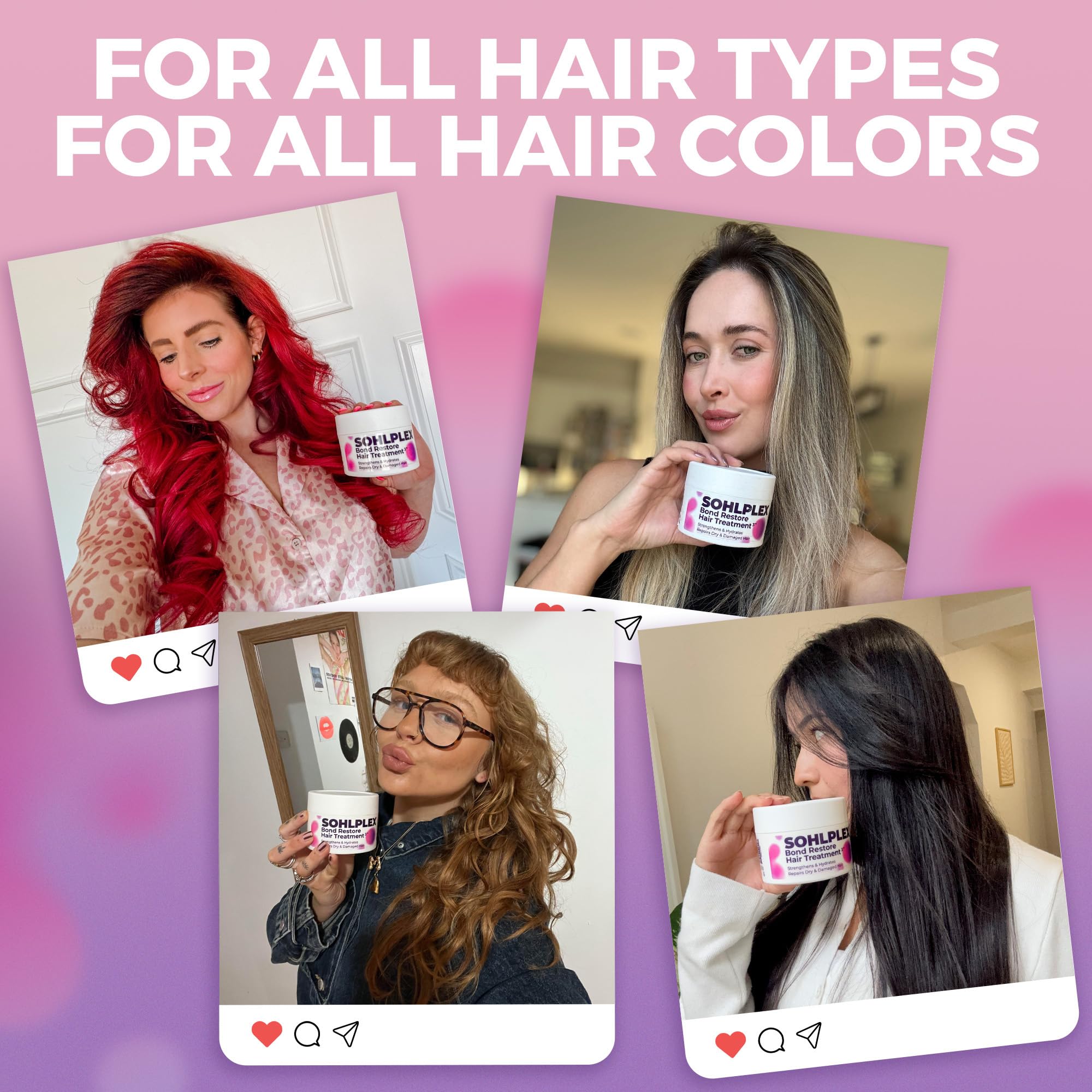 SOHLPLEX Bond Restore Treatment for Dry Damaged Hair, Deep Conditioning Mask for Frizzy & Damaged Strands, Moisturizer with Hyaluronic Acid, Vitamins B3, B5, B7, C & E, 100% Vegan & Cruelty-Free