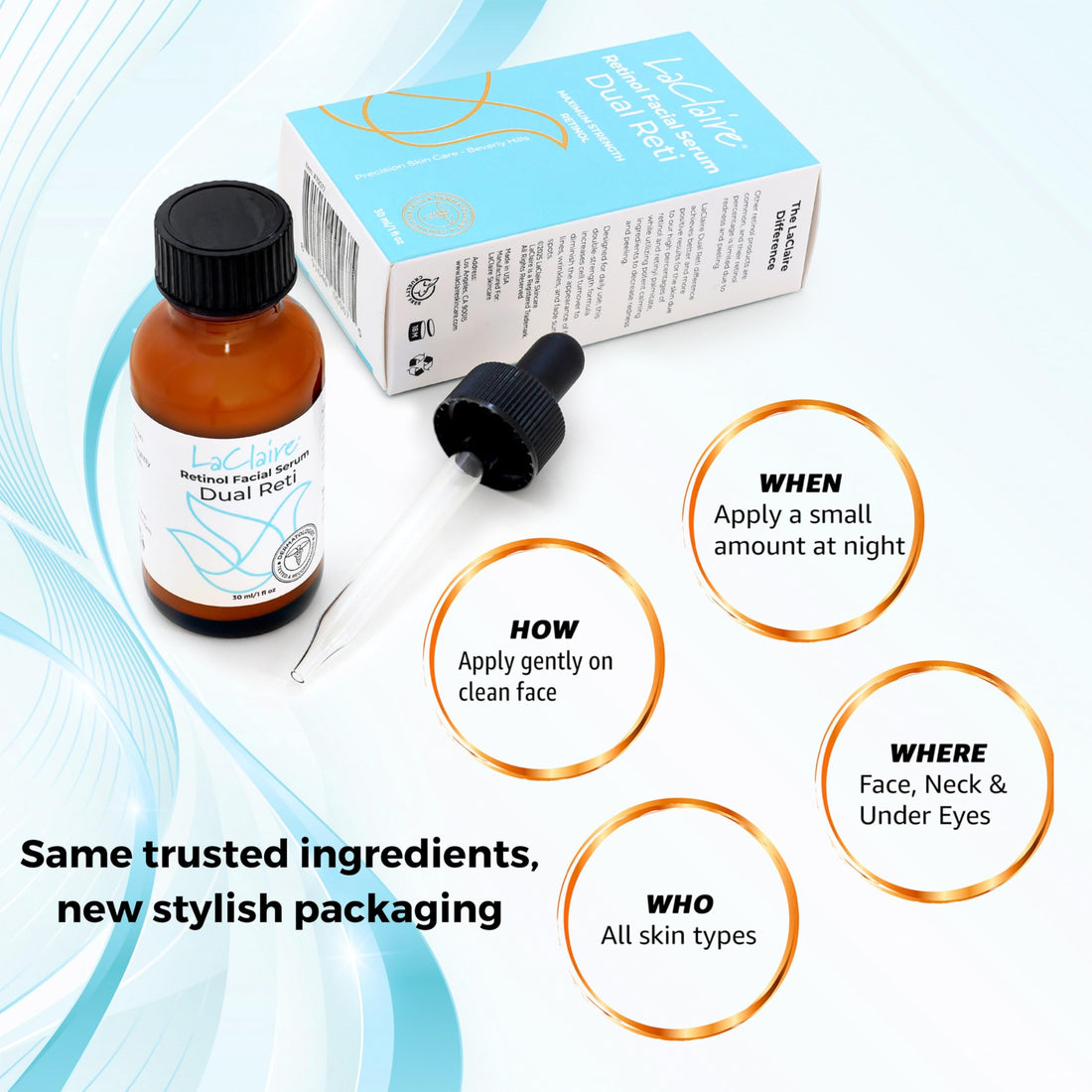 LaClaire Retinol Complex Face Serum, Anti-Aging, Brightening, Firming, Smoothing, 30 ml