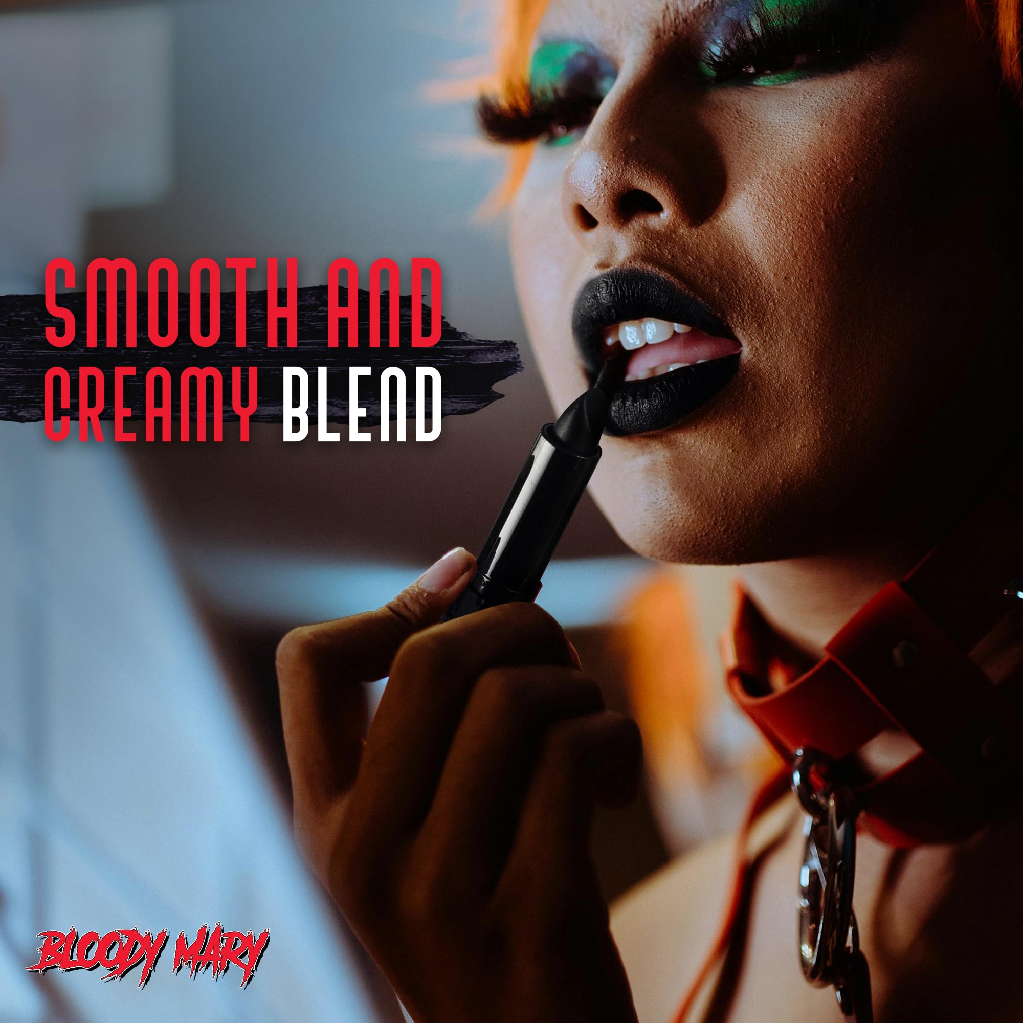 Lipstick By Bloody Mary - Professional Hollywood Makeup Quality -Creamy & Long Lasting ââ‚¬â€œ Fashionable Eccentric Gothic Style - Ideal For Halloween - Unique Color & Rich Pigment (Charcoal Grey)