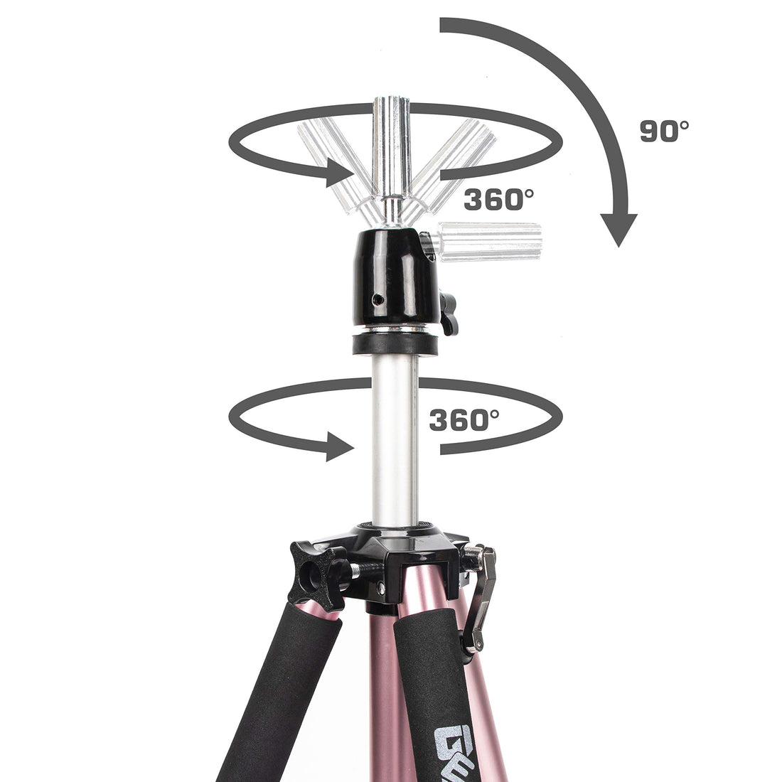 GEX Heavy Duty Canvas Block Head Tripod Cosmetology Training Doll Head Stand Mannequin Manikin Head Tripod Wig Stand With Travel Bag (Rose Gold)