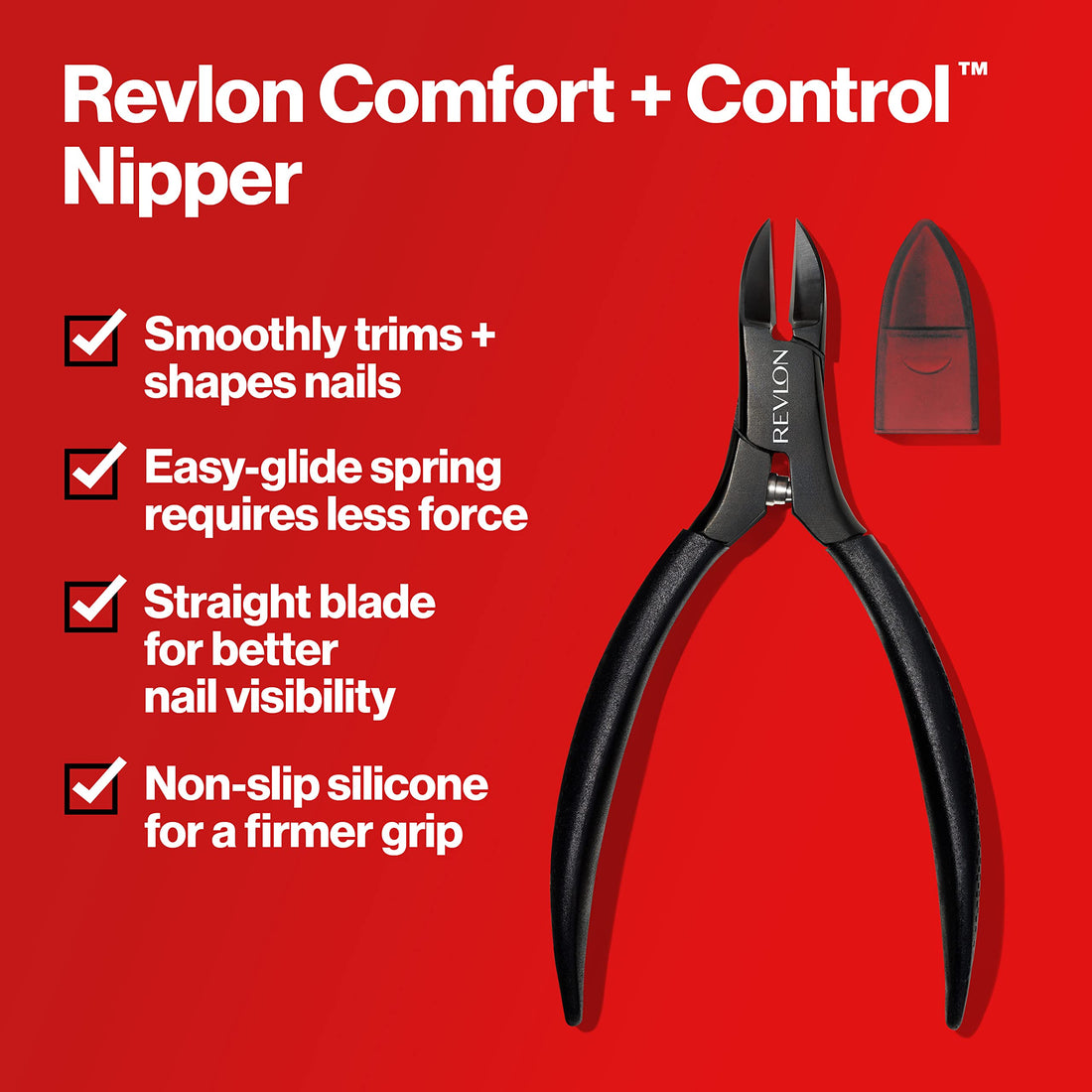 Revlon Comfort and Control Nail Nipper, Easy to Use Trimmer for Manicures, 1 Count
