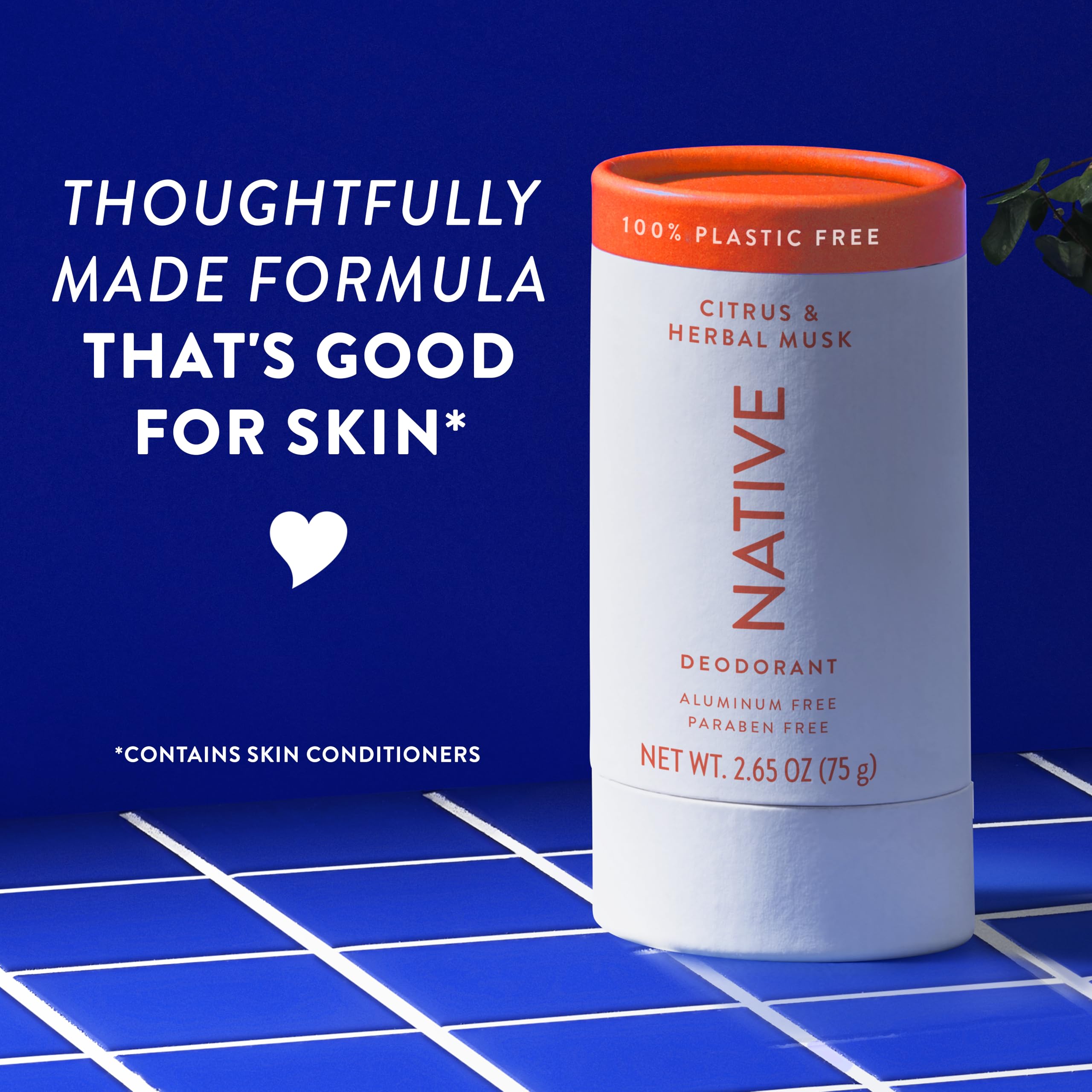 Native Plastic Free Deodorant Contains Naturally Derived Ingredients, 72 Hour Odor Control | Deodorant for Women and Men, Aluminum Free with Baking Soda, Coconut Oil and Shea Butter | Citrus & Herb