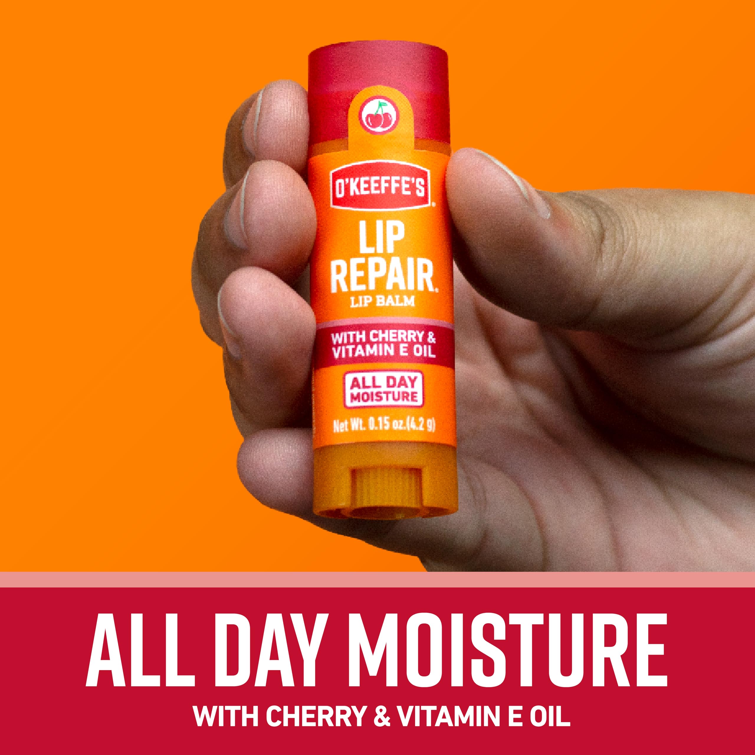 O'Keeffe's Lip Repair Lip Balm with Cherry & Vitamin E Oil - Stick (3 Pack) - Moisturizer for Extremely Cracked, Dry Lips