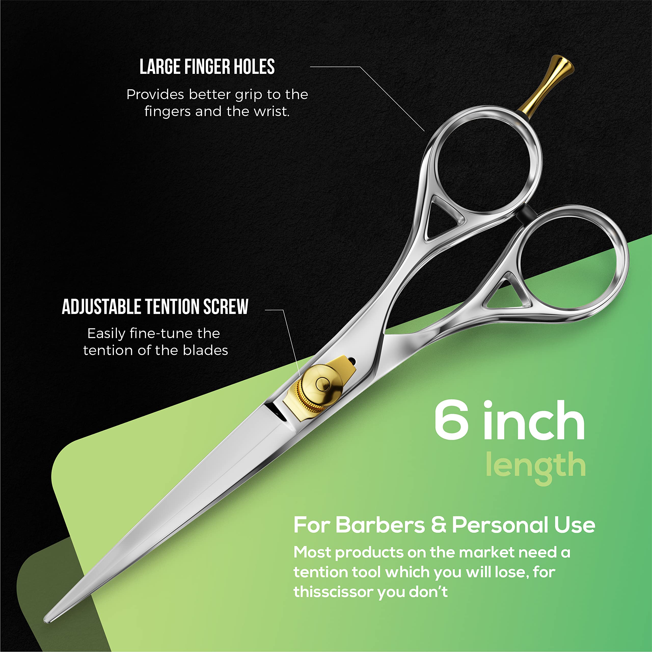 Suvorna Professional Barber Razor Edge Hair Cutting Shears Scissors Razeco E95, Polished Steel, 5.6 Ounce