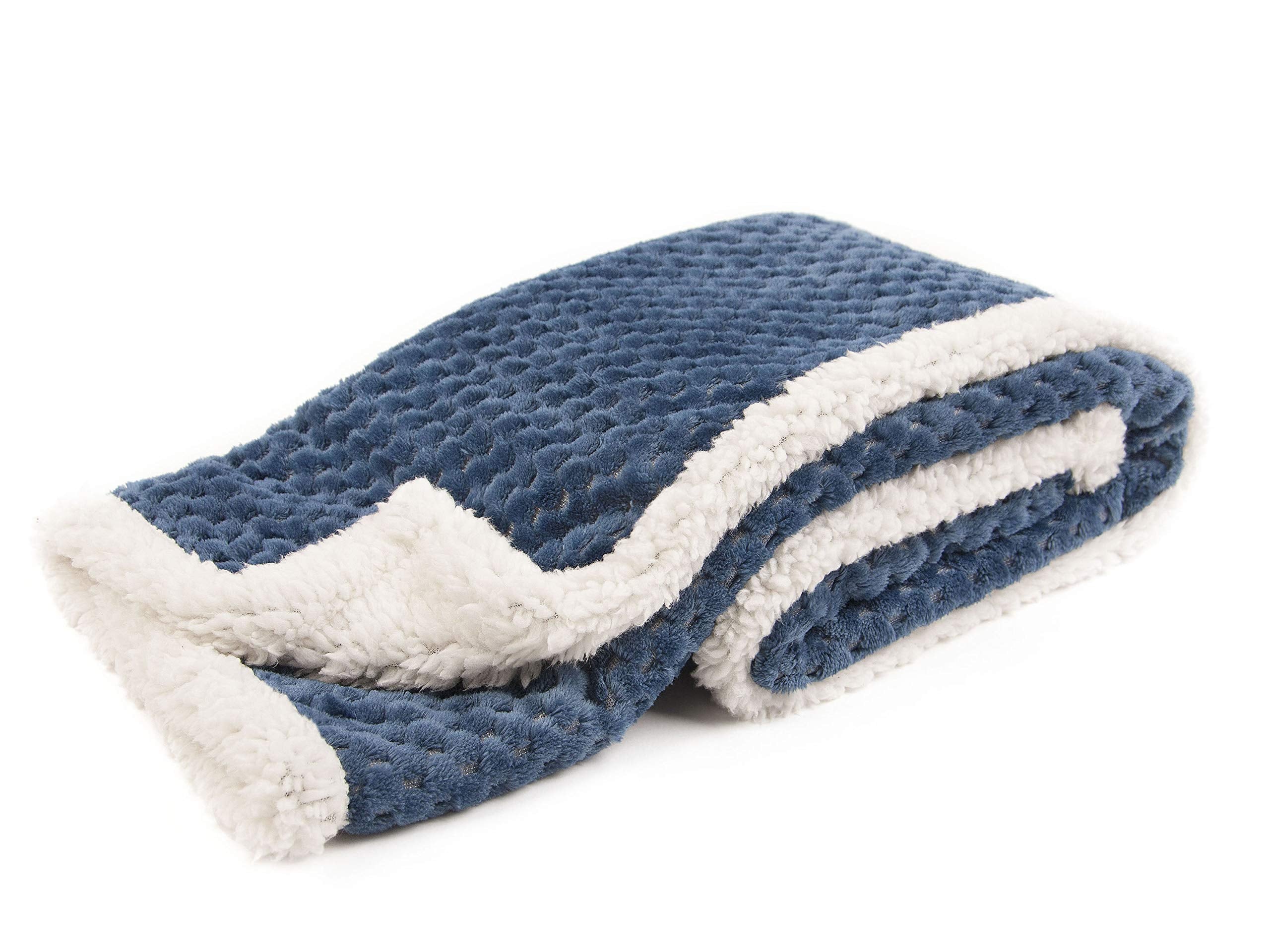 Tadpoles Popcorn Plush Sherpa Baby Blanket - Dark Blue | 30 x 40 | Made of 100% Polyester | Soft, Breathable & Durable | Ideal as a Baby Swaddle Blanket, Crib Blanket, Receiving Blanket & More