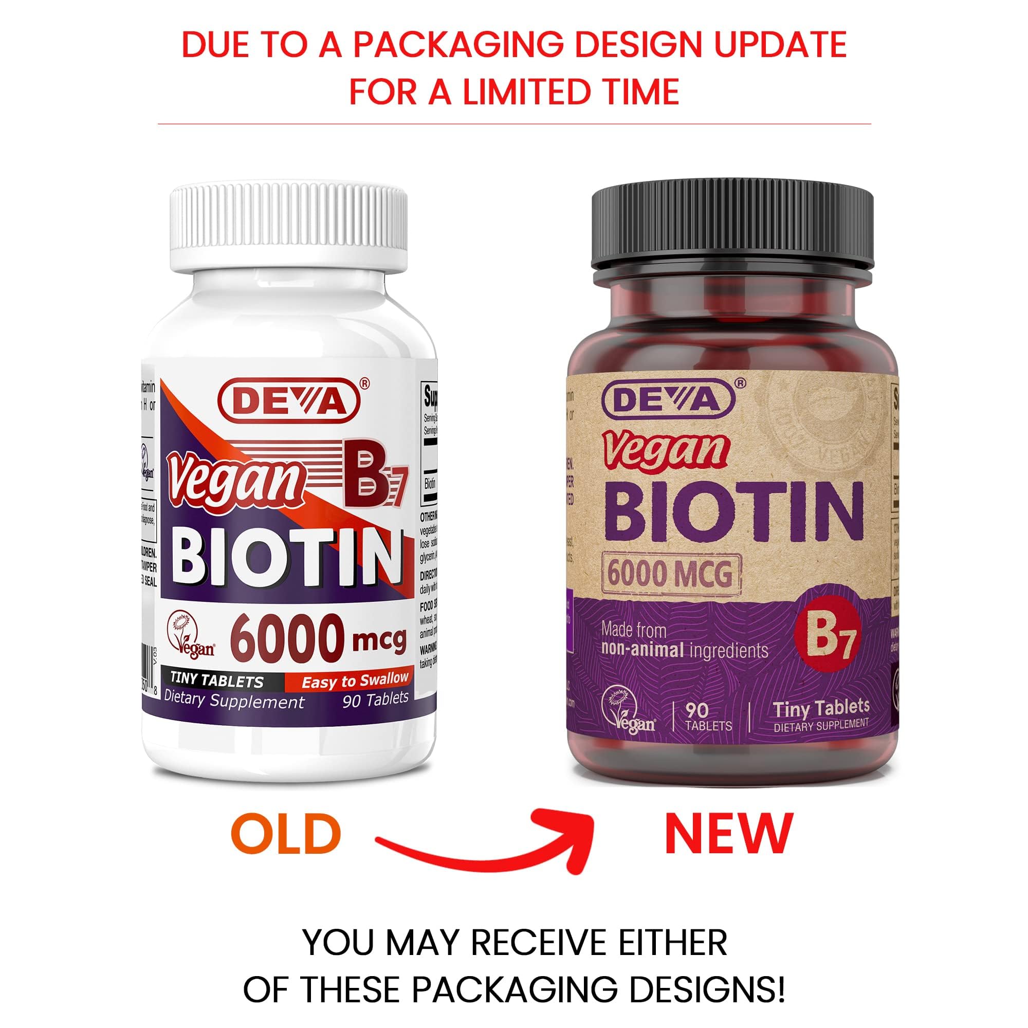 DEVA Vegan Biotin Supplement 6000 mcg – Easy-to-Swallow Vitamin B7, Tiny Tablets, 90 Count