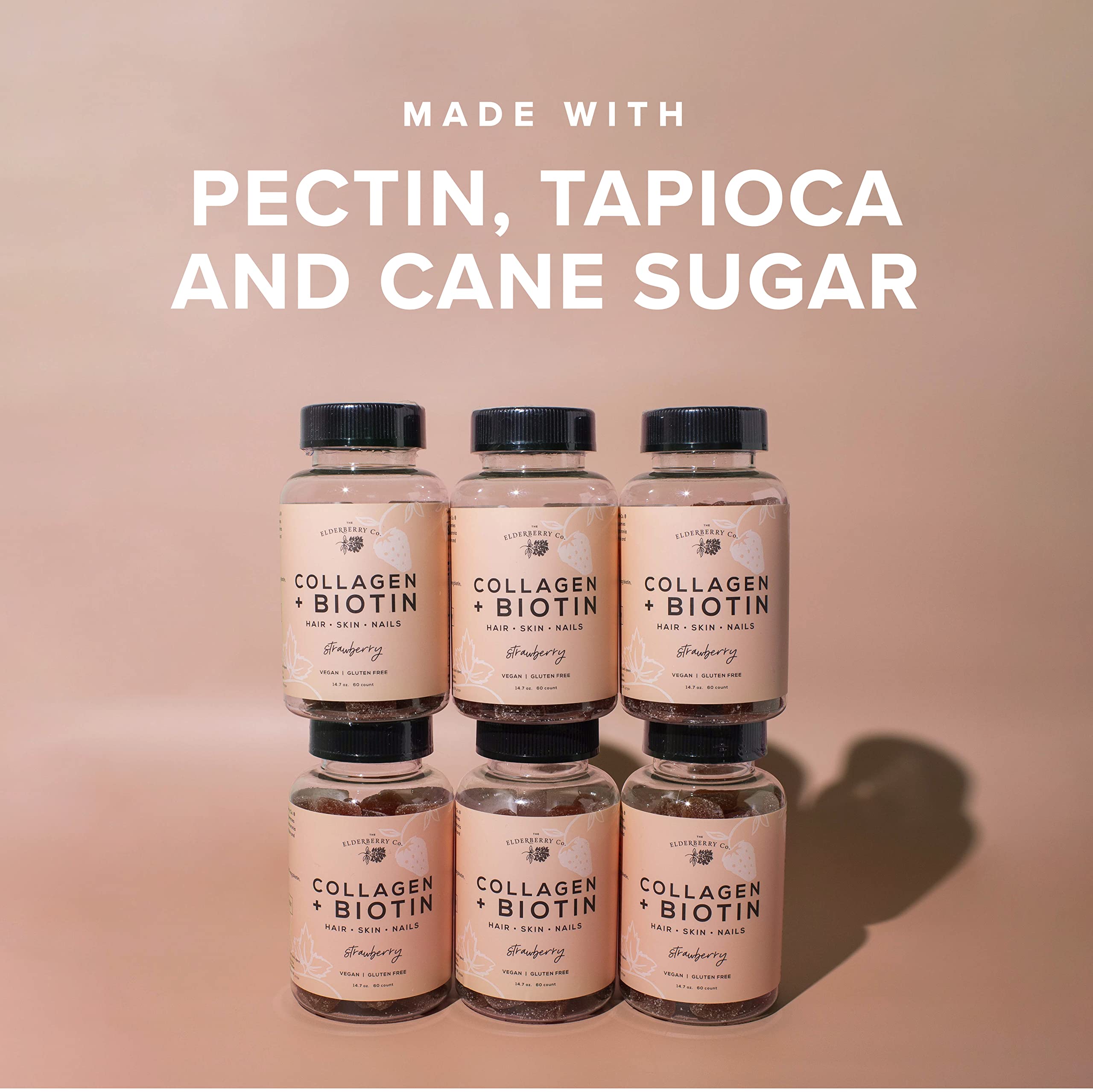 The Elderberry Co. Collagen + Biotin Gummies + Aronia Berries Natural Hair and Nails Supplement