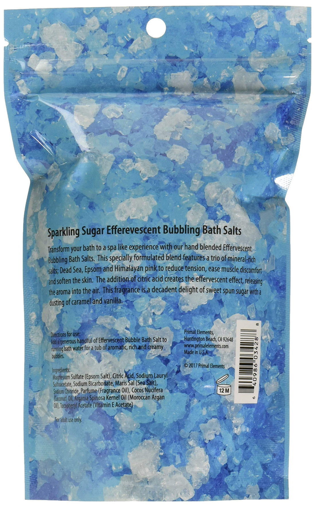 Primal Elements Bubbling Bath Salts, Sparkling Sugar, 12 Ounce