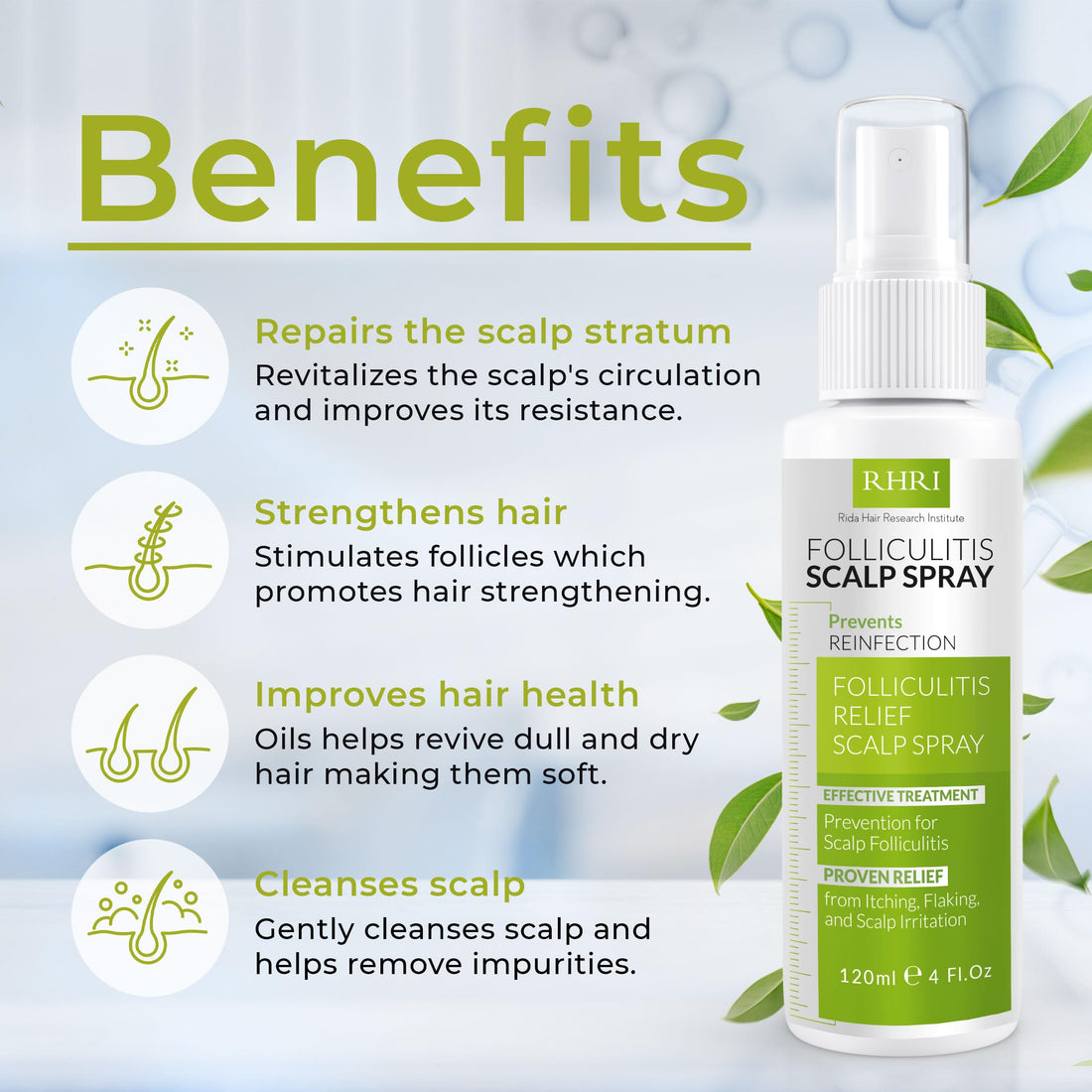 Folliculitis Scalp Spray | Dandruff Treatment for Dandruff, Psoriasis & Folliculitis | Antifungal & Anti Dandruff Itchy Scalp Treatment Formula Spray for Dry and Irritated Scalp