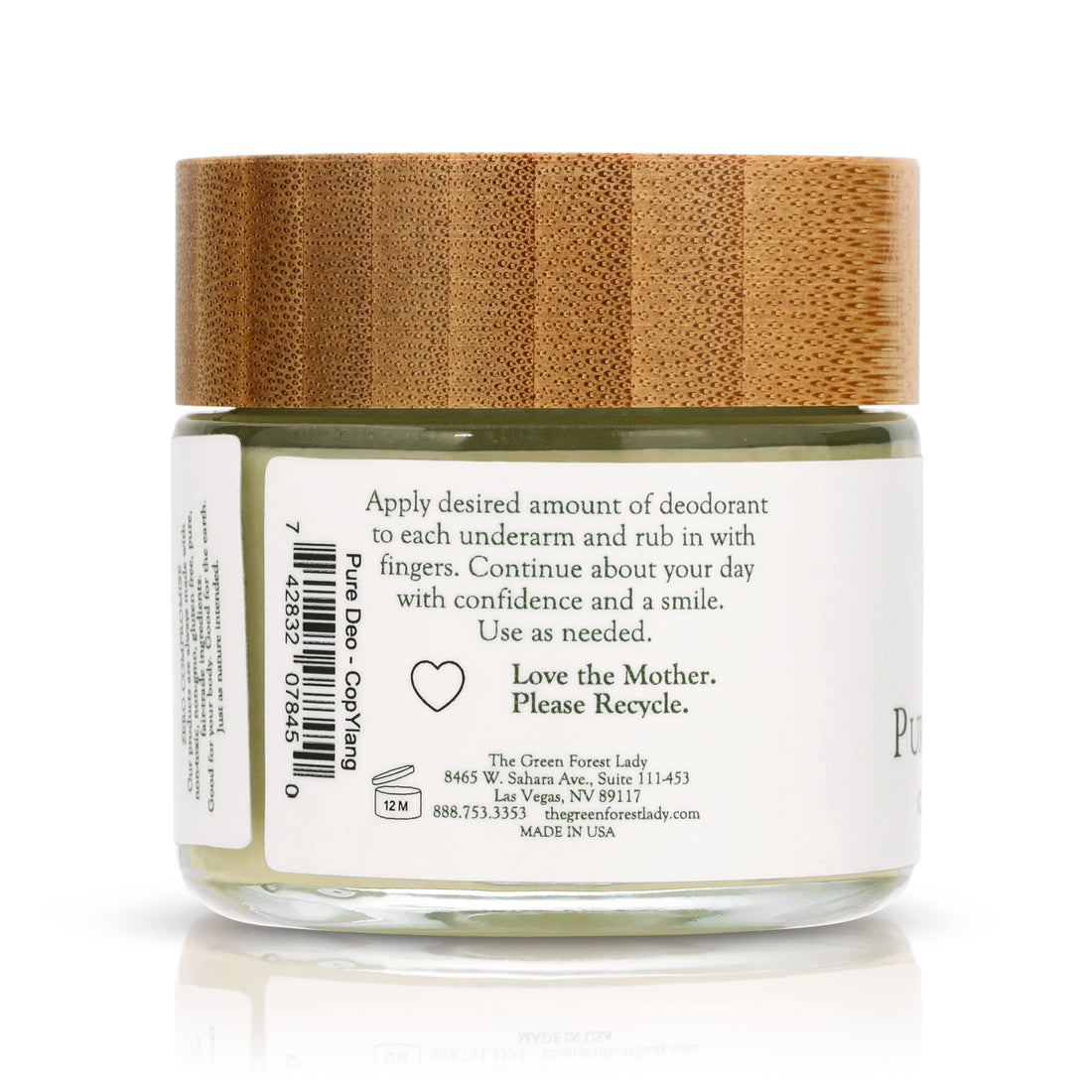 Green Forest Lady - Pure, Organic Deodorant for Women and Men, Aluminum-Free Deodorant, Paraben-Free, Vegan, Copaiba, Ylang Ylang, Natural, Stay Fresh All Day - 2 FL OZ/59.15 ML