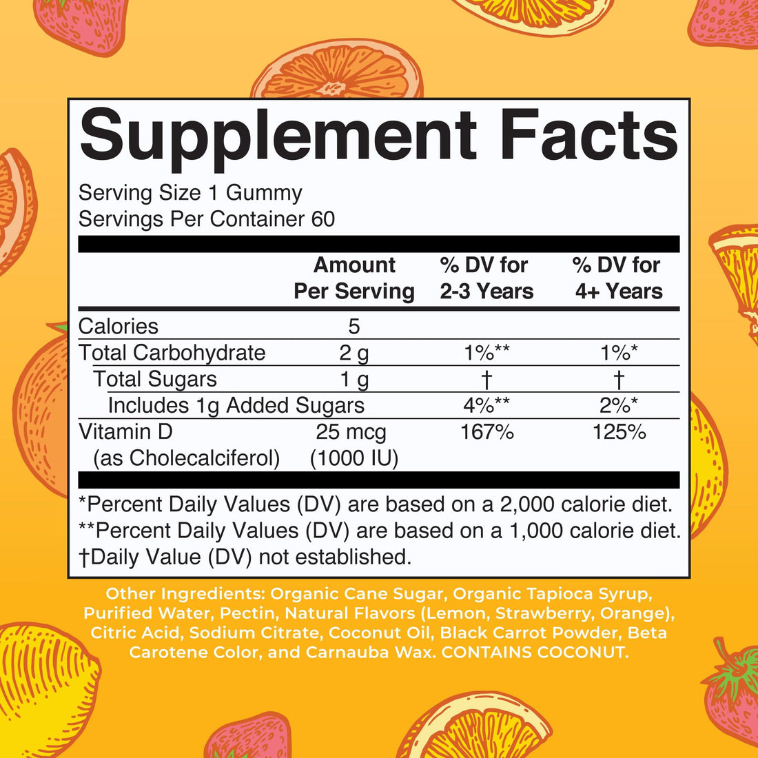 MaryRuth Organics Vitamin D3 Gummies, 2 Month Supply, Adults & Kids Gummies, Immune Support Supplement, Vitamin D3 1000IU for Bone Health & Muscle Function, Vegan, Non-GMO, Gluten Free, 60 Count