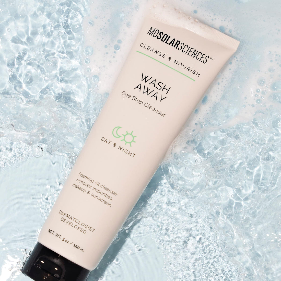 MDSolarSciences Face Cleanser, Hydrating Makeup Remover with Hyaluronic Acid and Niacinamide, Hypoallergenic, Gluten-Free, Vegan, Dermatologist Tested, Soothing Formula, 5 oz