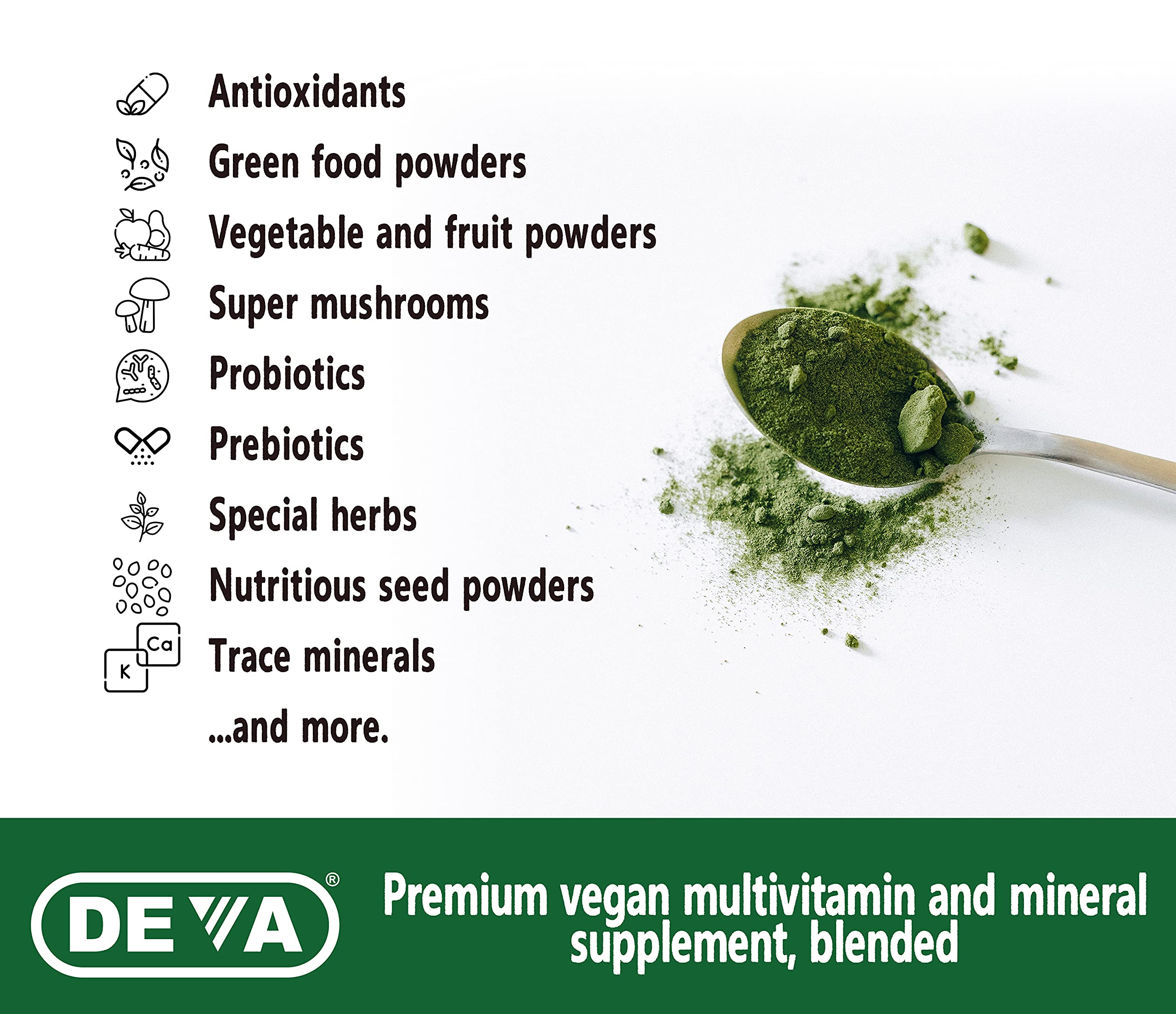 DEVA Tuba Prime Vegan Multivitamin - High-Potency Vitamin and Mineral Dietary Supplement - Antioxidants, Fruit and Vegetable Blend, Super Mushrooms, Probiotics, Prebiotics, Seeds, Herbs - 90 Tablets