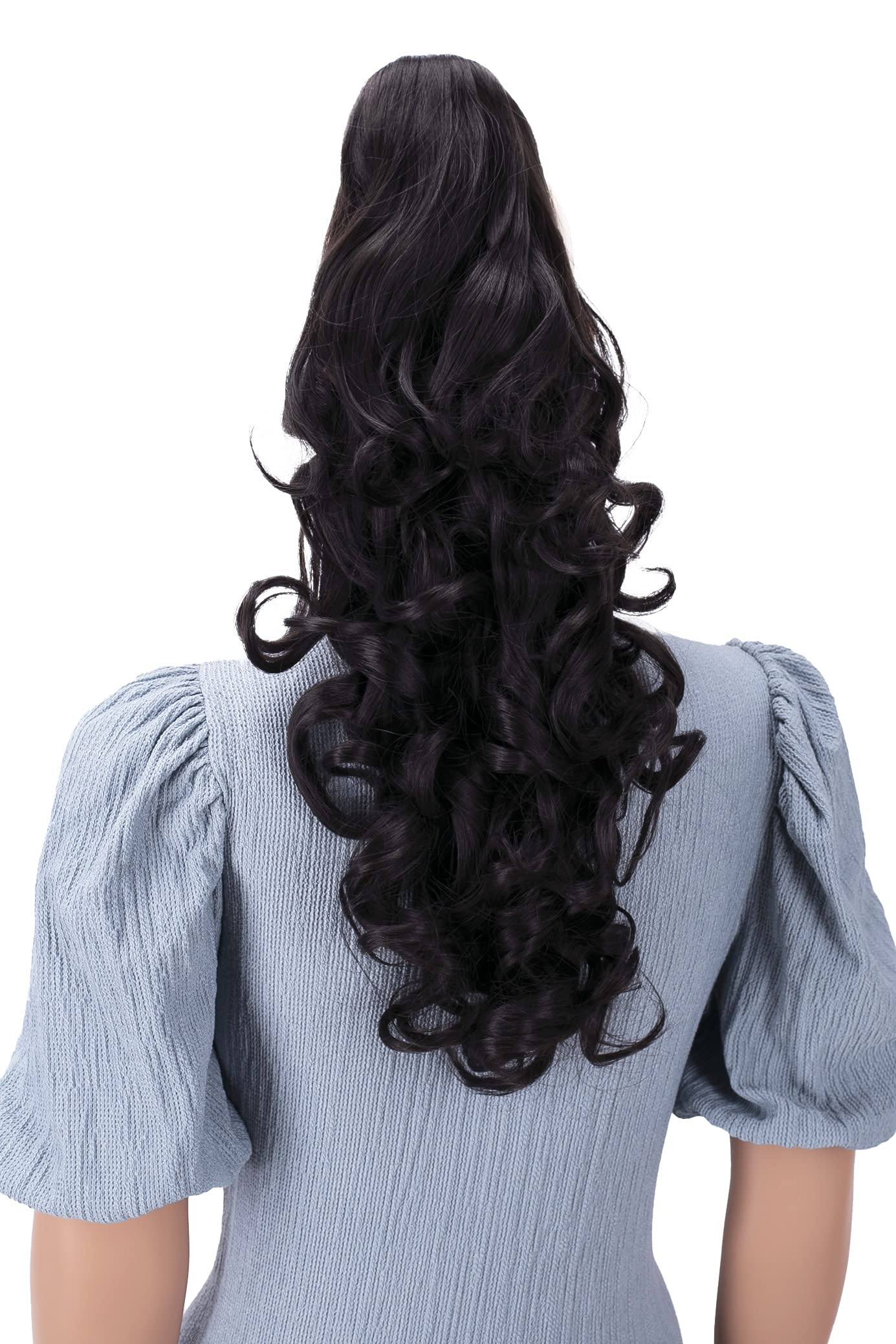 22 & 150g Hair Piece Pony Tail Extension (DARK BROWN CHOCOLATE) Very Long & Voluminous Curled Wavy Heat-Resisting Like Real Human Hair