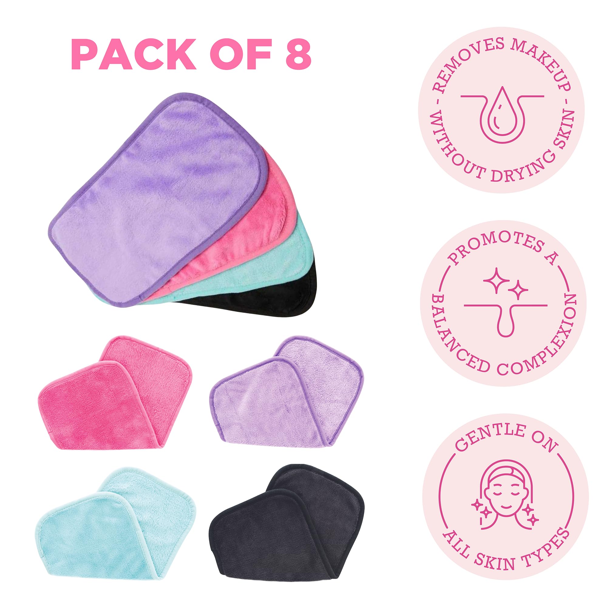 ERASE YOUR FACE Erase Your Face Make Up Removing Cloths, black, blue, pink, purple