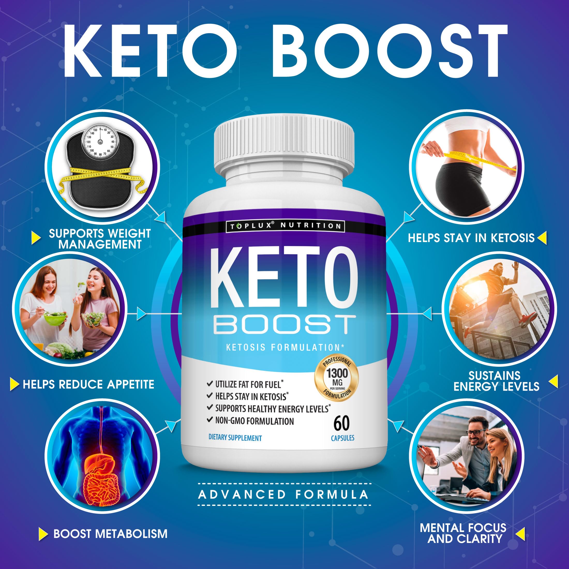 Keto Boost Diet Pills Ketosis Supplement - Natural Exogenous Keto Formula Support Energy & Focus, Advanced Ketones for Ketogenic Diet, Keto Diet Pills, for Men Women