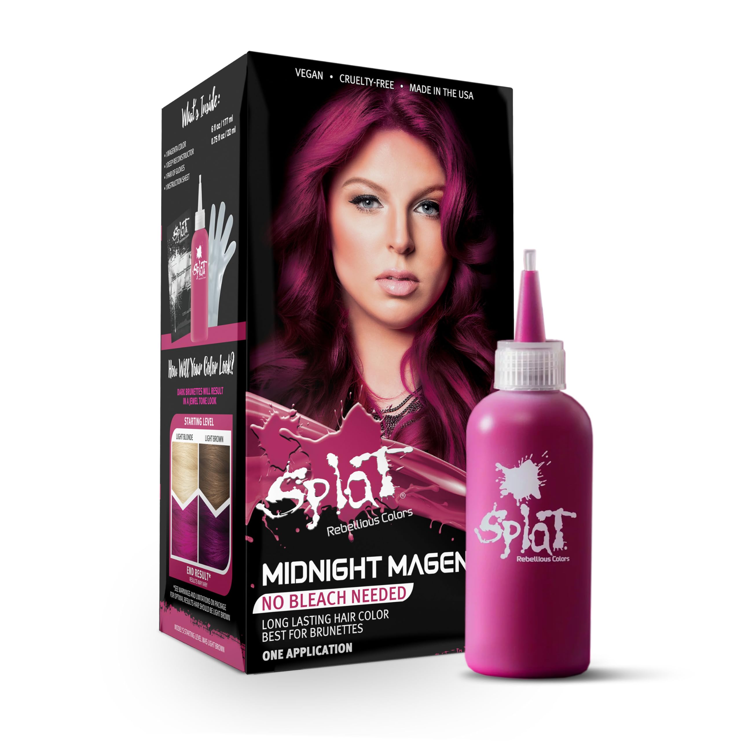 Splat Midnight Magenta Semi-Permanent Hair Color Kit No Bleach, Vegan, Cruelty Free