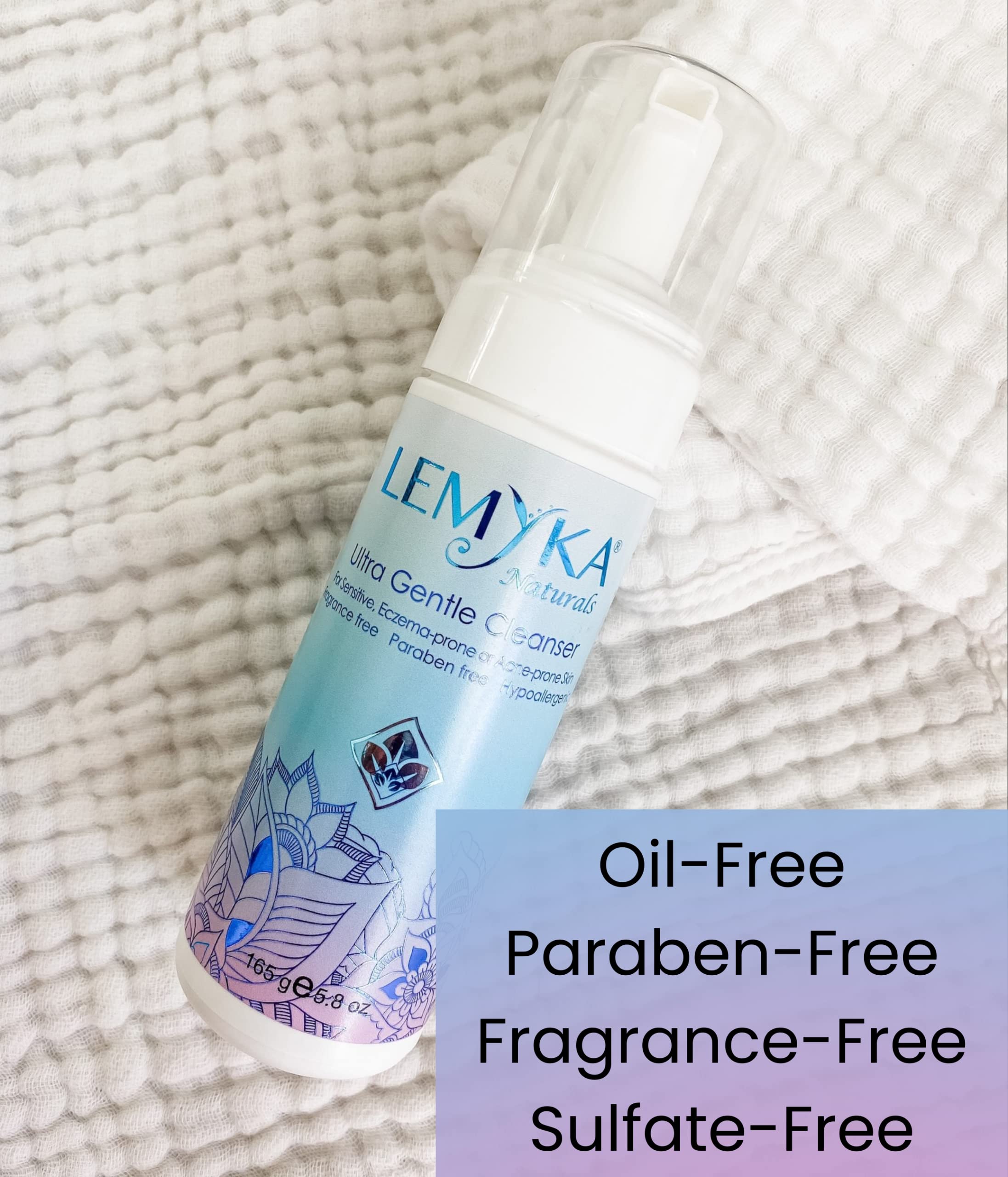 Hydrating Daily Face Wash for Eczema, Rosacea, Dry, Sensitive Skin, Natural Facial Cleanser Gentle, Foamy & Clarifying, Blemish & Redness Control, Fragrance, Sulfate, Paraben Free, LEMYKA