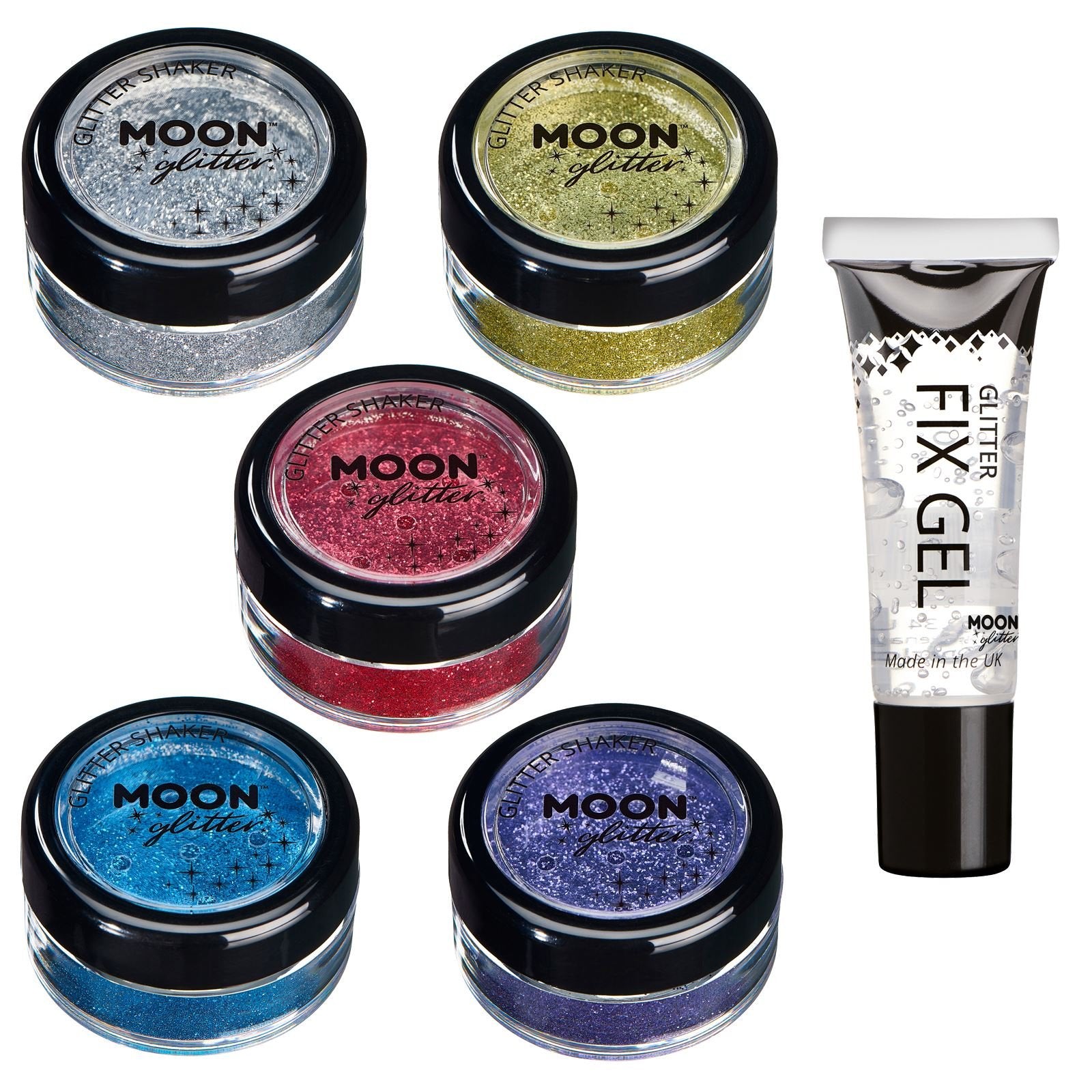 Moon Glitter Fine Glitter Shakers By Etic For Face, Body, Nails, Hair And Lips-5G Set Of 5 Colours