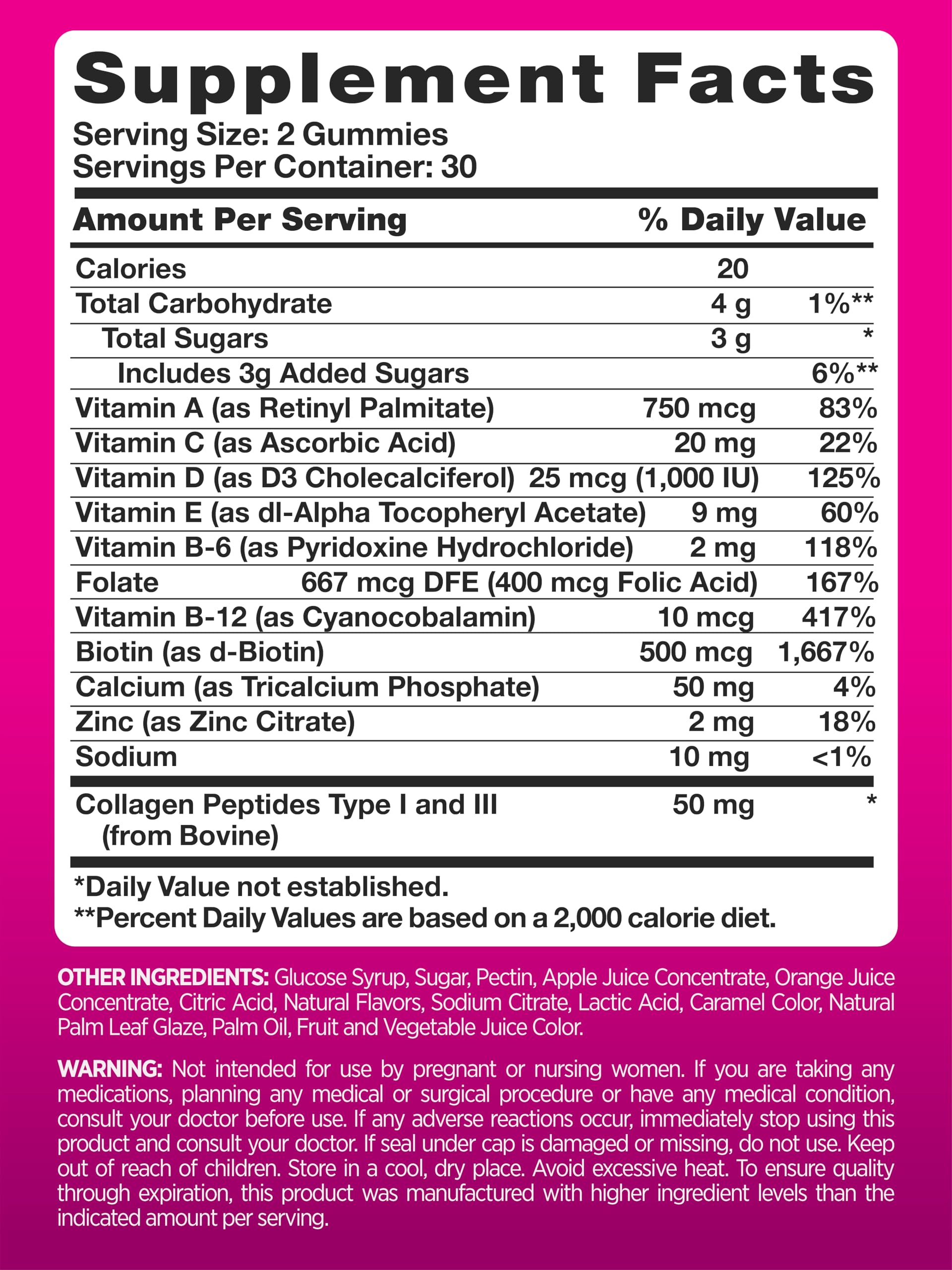 PINK Multivitamin Gummies for Women | Non-GMO & Gluten Free | Plus Collagen & Biotin | Mixed Berry Flavor