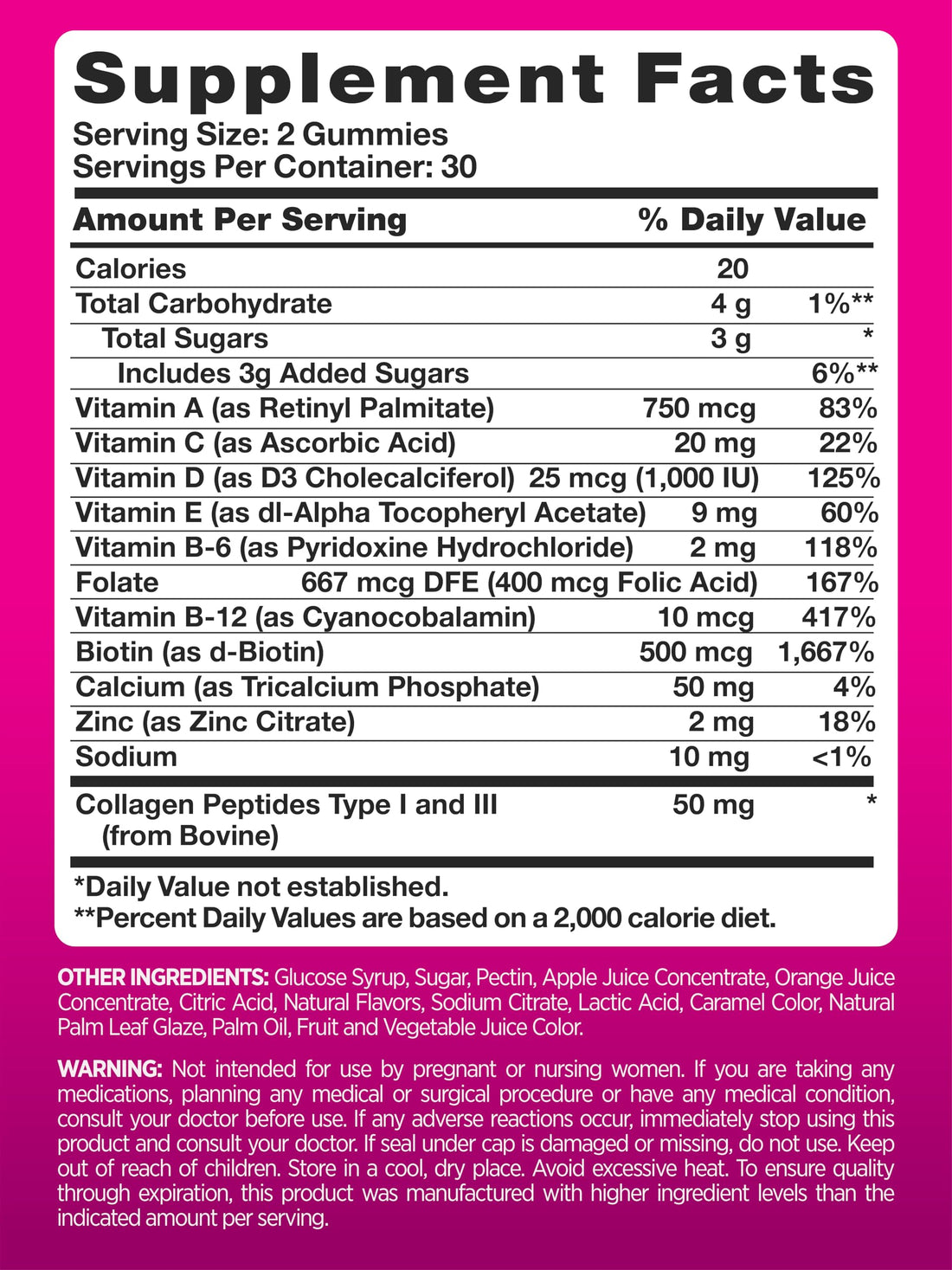 PINK Multivitamin Gummies for Women | Non-GMO & Gluten Free | Plus Collagen & Biotin | Mixed Berry Flavor