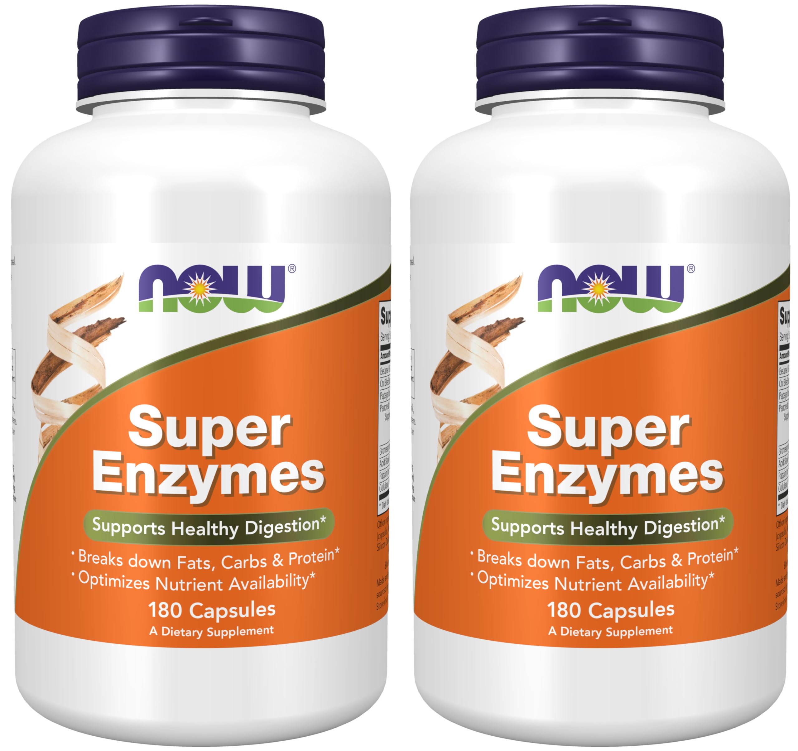 Now Foods Super Enzymes 180 Capsules, 2 Pack
