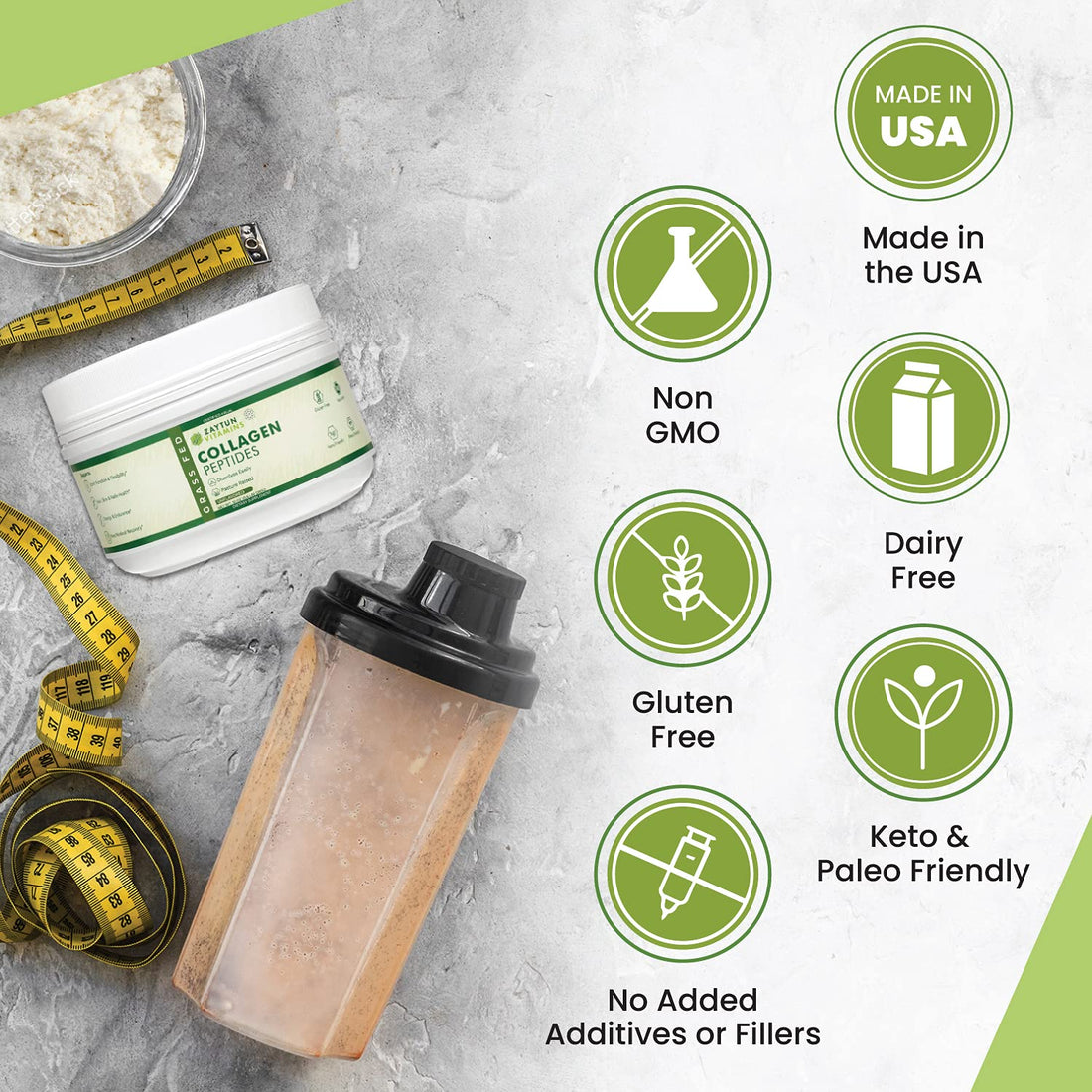 Zaytun Halal Collagen Peptides Powder, Hydrolyzed Type I & III Collagen, Supports Joint, Bone, Muscles, Hair, Skin, & Nails, Keto Friendly, Grass-Fed, 10 oz, Made in USA, Certified Halal