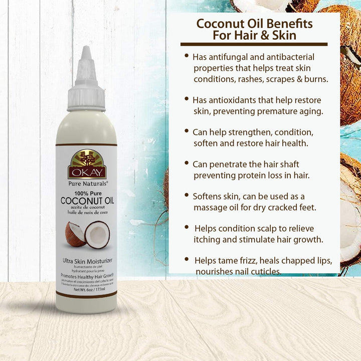 Okay 100% Oil for Hair and Skin, Coconut, 4 Ounce by Okay
