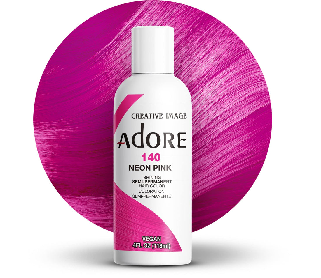 Adore Semi-Permanent Haircolor #140 Neon Pink 4 Ounce (118ml) (3 Pack)