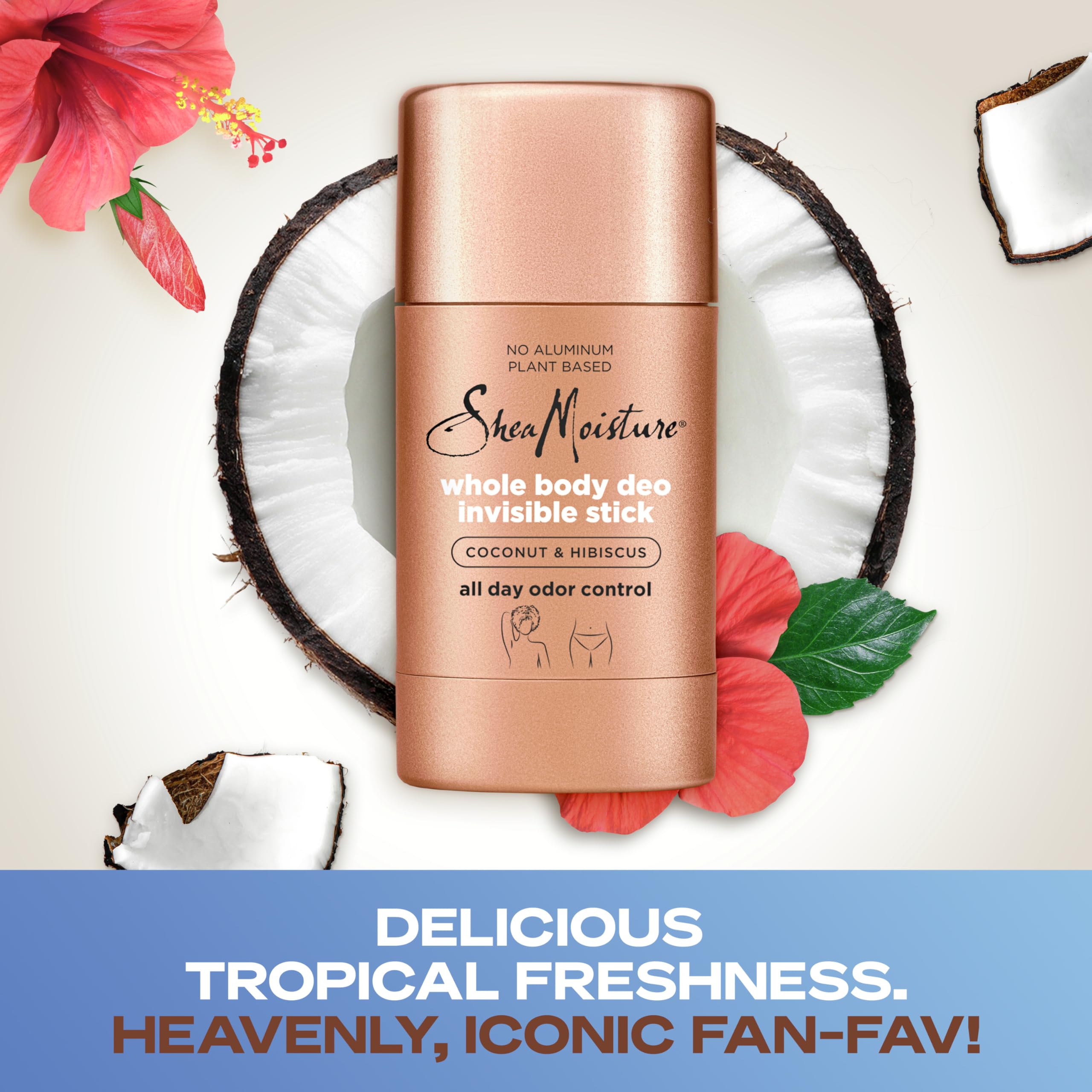 SheaMoisture Invisible Deo Stick Coconut & Hibiscus 3count Whole Body Plant Based, No Aluminum 2.6 oz