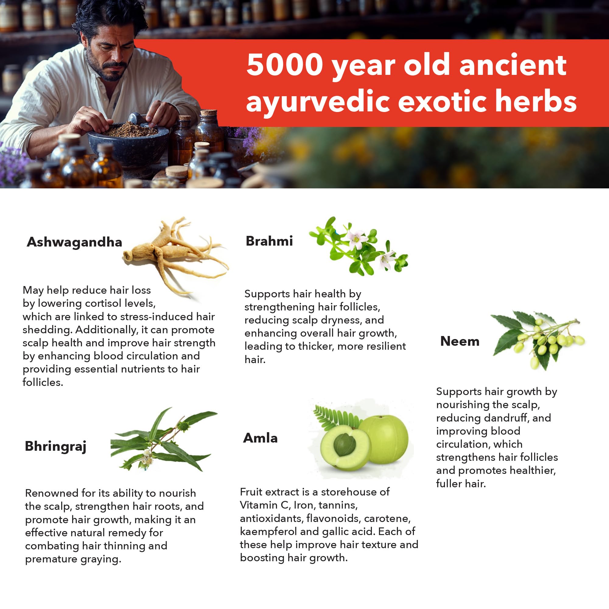 HairSmart H5 Grow+ Hair Vitamin Supplement – Biotin, Ayurvedic Herbs & 5 Nutrient Groups for Hair Growth, Density & Strength | Best Hair Growth Supplement for Men and Women (90 Count (Pack of 1))