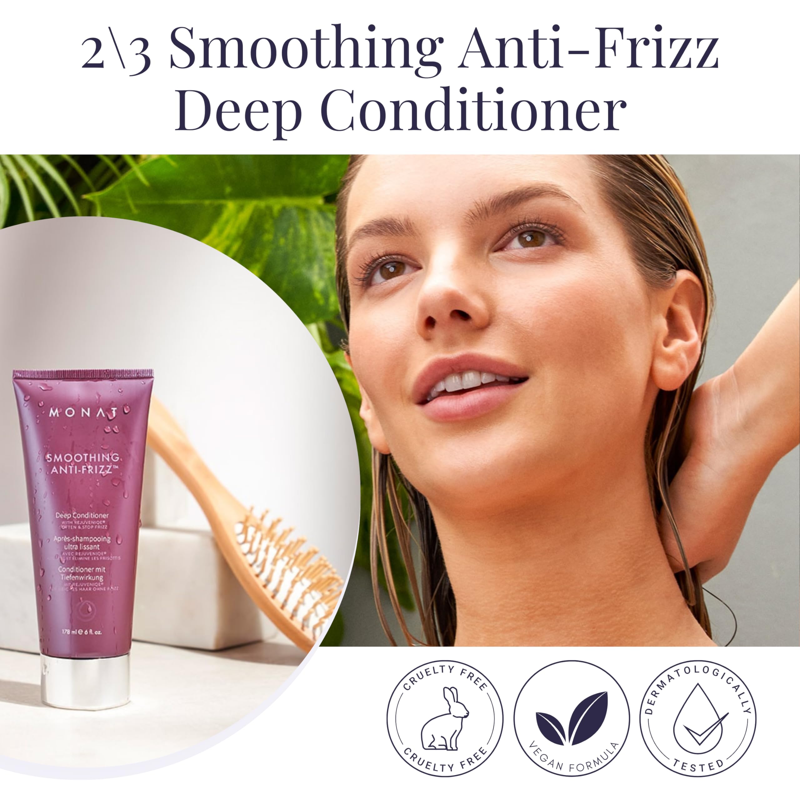 MONAT Smoothing Anti Frizz System – Frizz Resistant Hair Care with Anti Frizz Shampoo Frizz Control Conditioner & Blowout Styling Spray – Professional Hair Smoothing Hair Therapy for Frizz