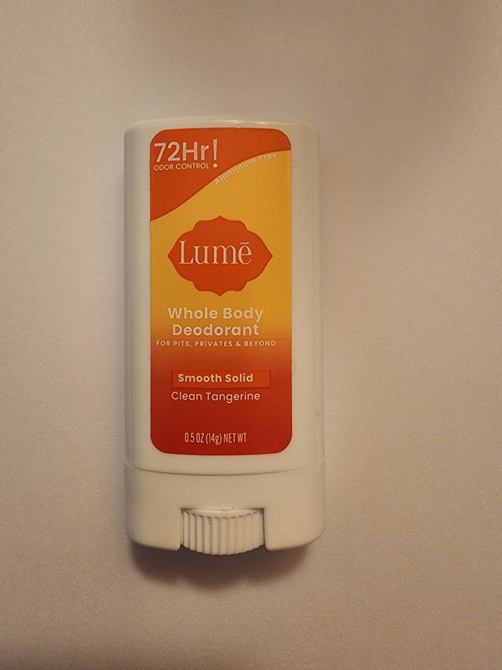 LUME Smooth Solid Mini Deodorant Stick - Whole Body Deodorant - Aluminum-Free, Baking Soda Free, Hypoallergenic, Safe For Sensitive Skin - 0.5oz (Clean Tangerine), Pack of 1