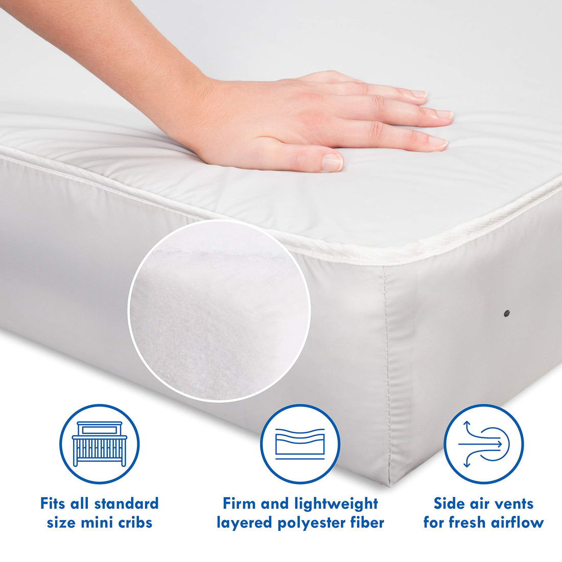 DaVinci Complete Slumber MINI Crib Mattress, Firm support, Lightweight, Waterproof, Greenguard Gold Certified