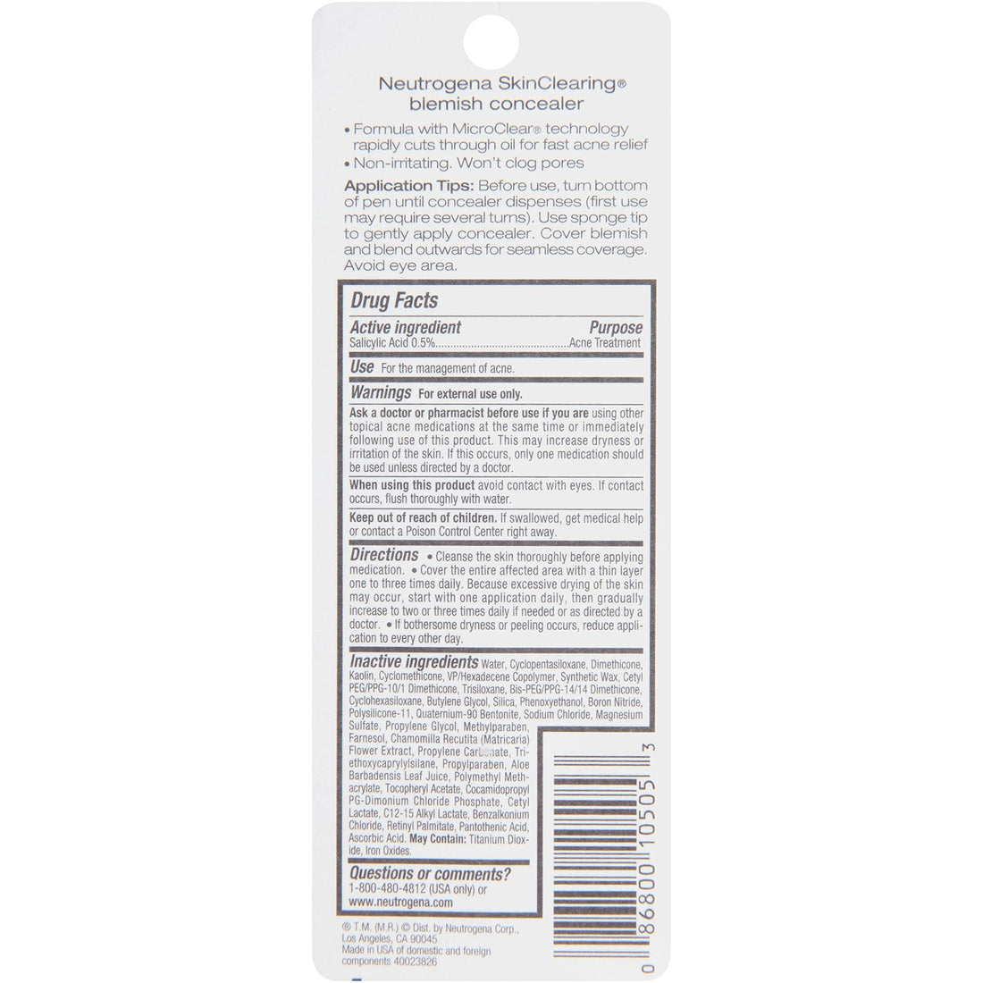 Neutrogena Skinclearing Blemish Concealer, Fair 05, .05 Oz.