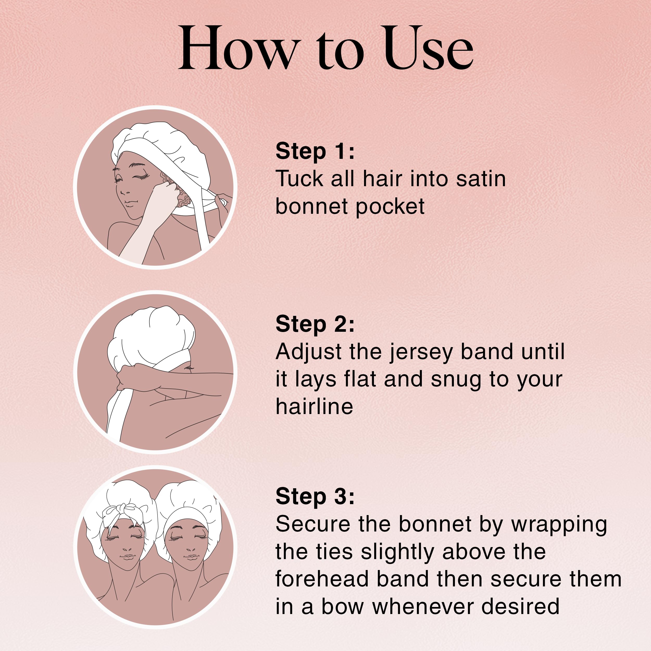 Kitsch XL Satin Bonnet for Sleeping - Softer Than Silk Hair Bonnet For Women - Secure Fit, Adjustable Night Cap For Curly & Textured Hair - Prevents Breakage, Tangles & Thinning - Blush