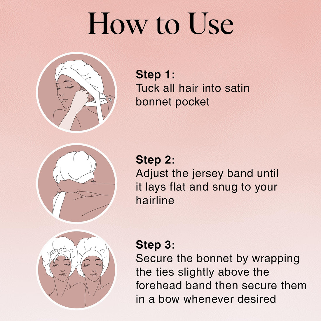 Kitsch XL Satin Bonnet for Sleeping - Softer Than Silk Hair Bonnet For Women - Secure Fit, Adjustable Night Cap For Curly & Textured Hair - Prevents Breakage, Tangles & Thinning - Blush