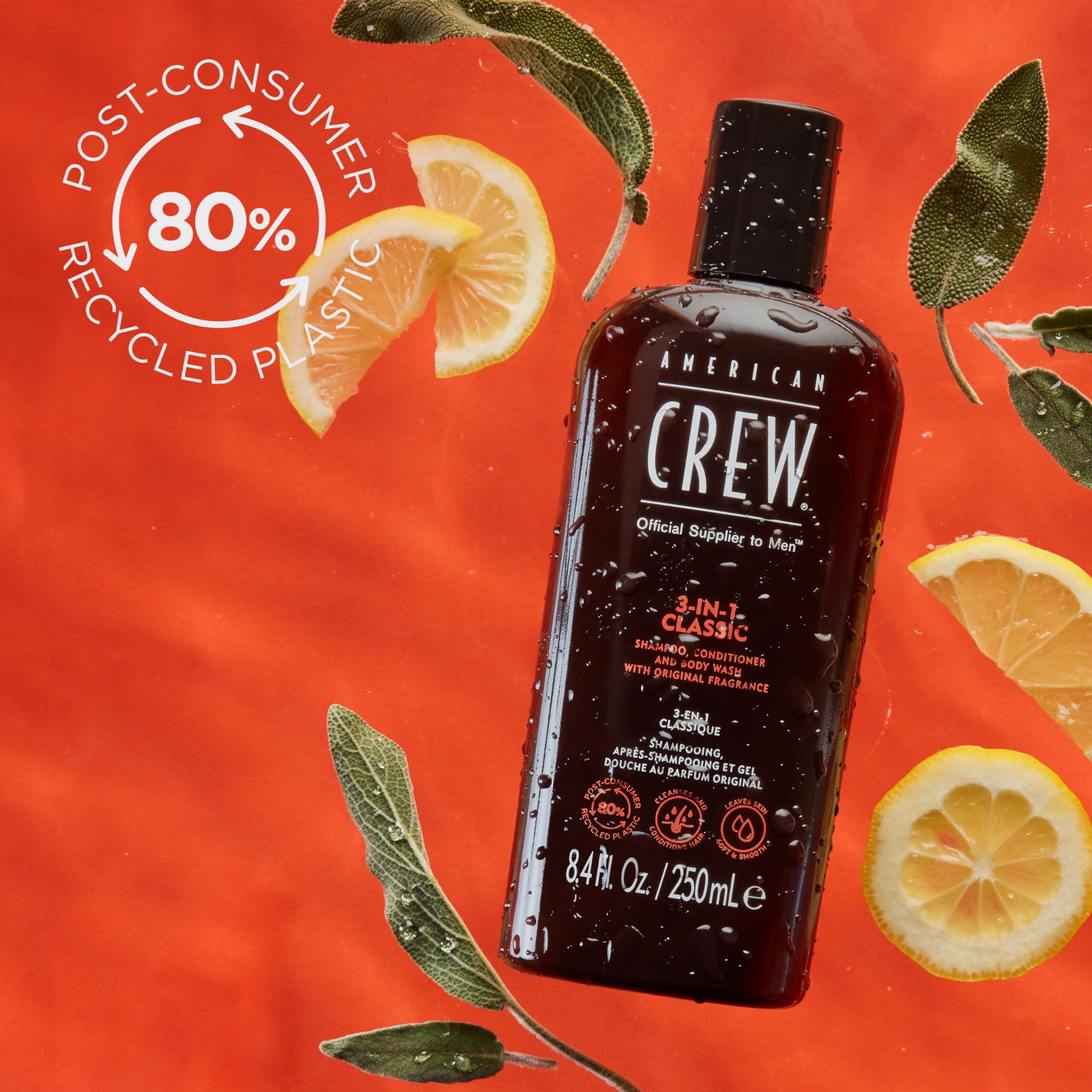 American Crew Classic Men's 3 in 1 Shampoo, Conditioner & Body Wash - 450ml/15.2oz