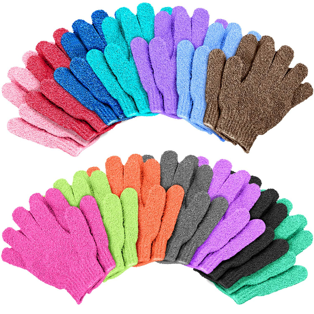 Duufin 14 Pairs Exfoliating Gloves Bath Gloves Body Wash Mitt Scrubbing Exfoliator Glove for Shower, Spa, Massage, Body Scrub, Dead Skin Cell Remover