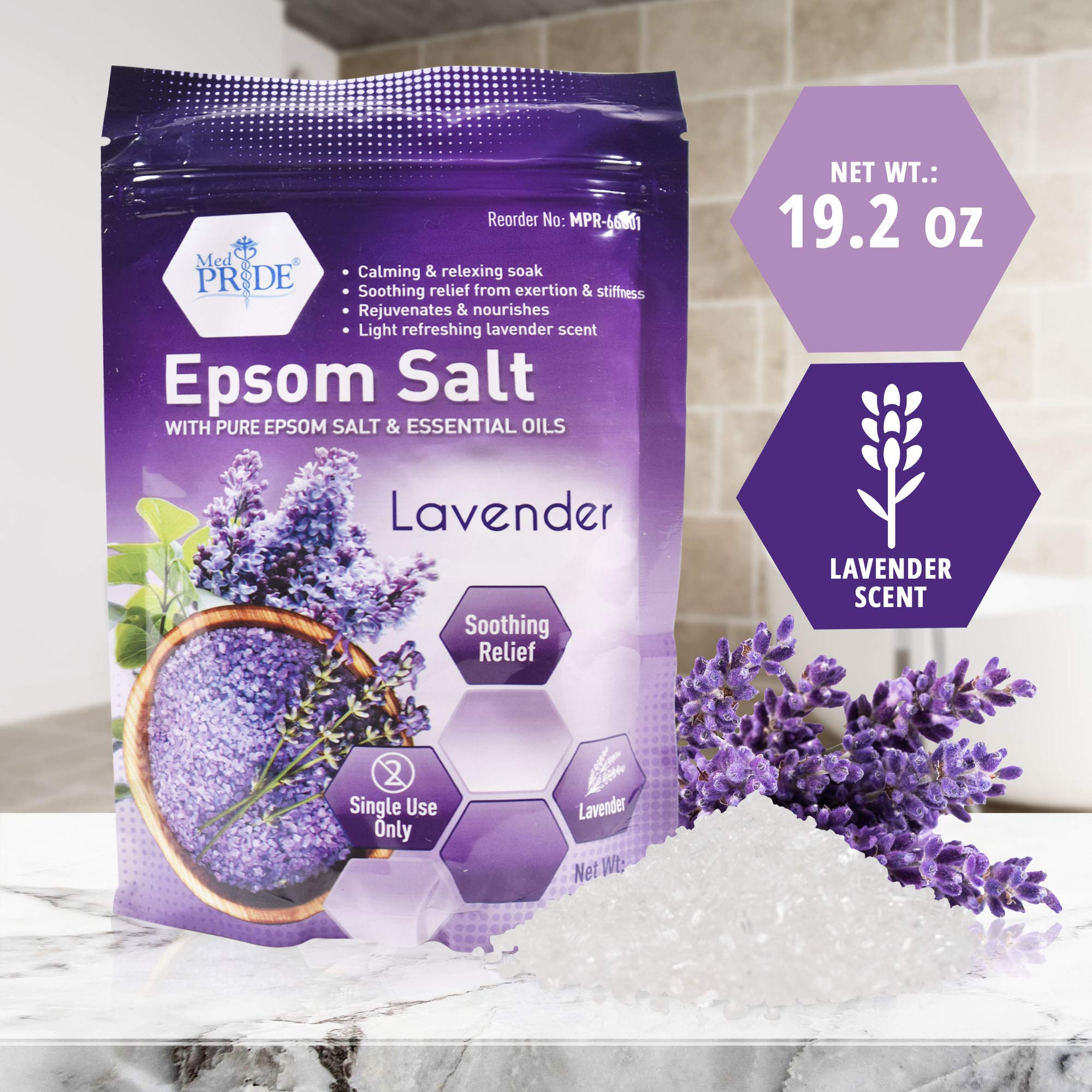 MED PRIDE Epsom Salt Foot Soak for Pain Relief, Bath Soak for Sore Muscles with Spearmint and Menthol Essential Oils, Soaking Salts, 19.2oz