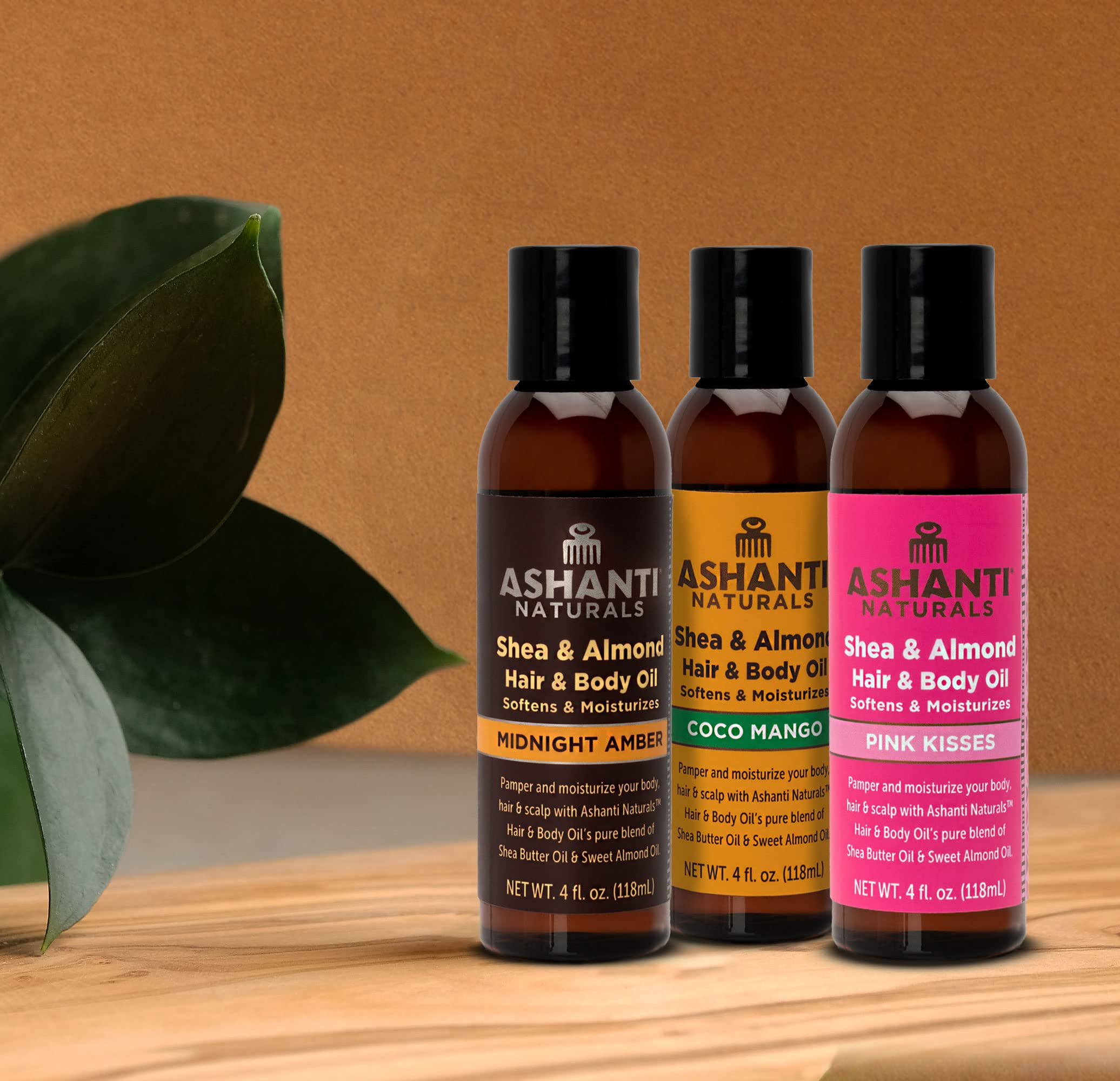 Ashanti Naturals Pure Shea and Sweet Almond Oil for Hair and Skin | Moisturizing Body Oil for Dry Skin, Scalp and Hair [Fragrance: Pink Kisses, 4 oz]