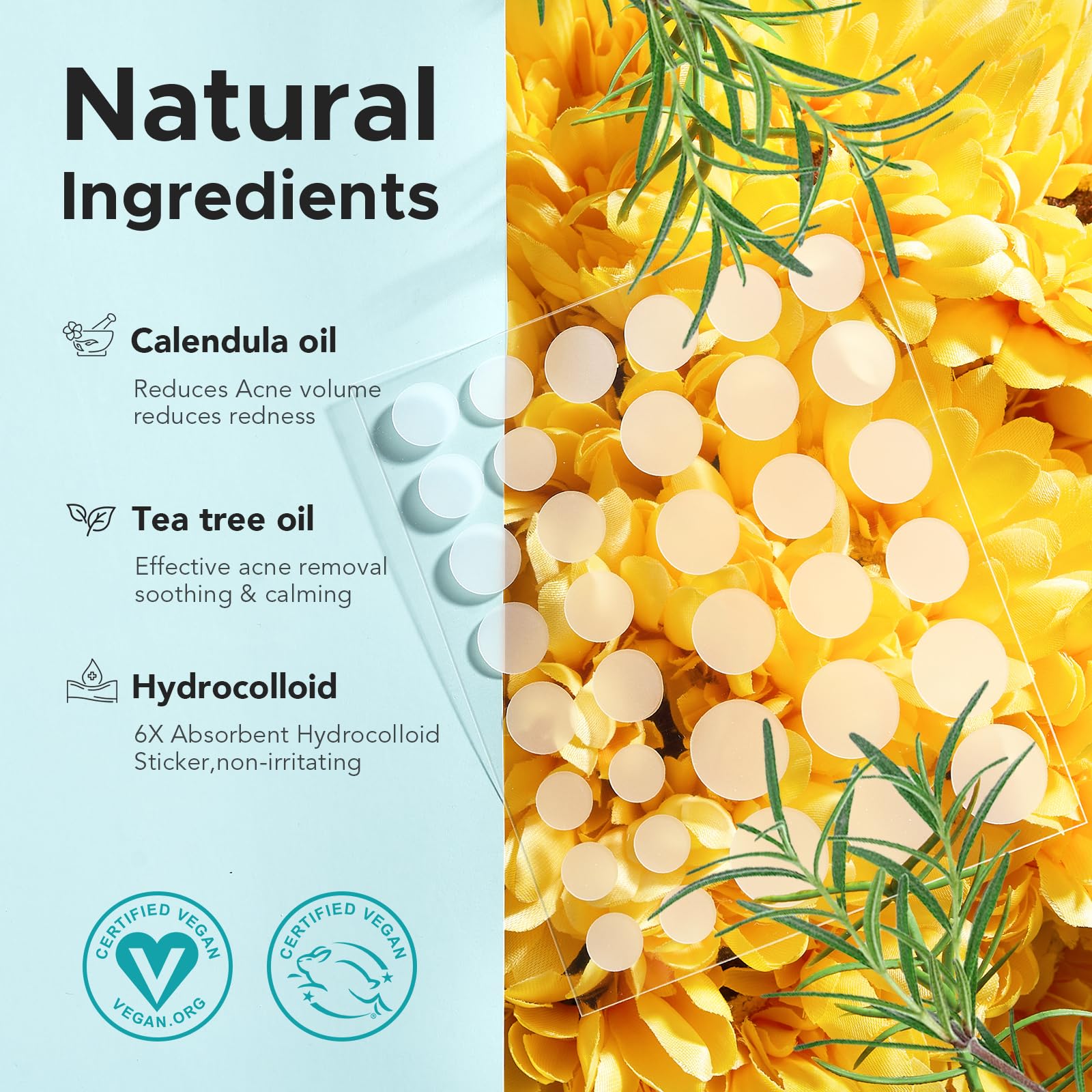 Pimple Patch Acne Patch, 4 Sizes 140 Patches Acne Absorbing Cover Patch, Hydrocolloid Invisible Acne Patches for Face Zit Patch Acne Dots Tea Tree, Calendula Oil