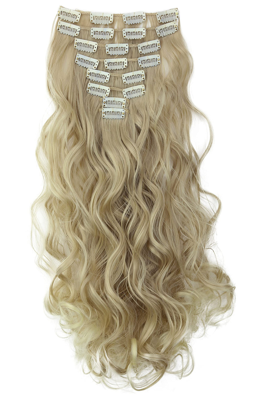 Prettyshop Clip in Extensions 24 (60Cm) Light Blond Mix #16T613 Ces25-1: Prettyshop Xxl Full Head Set 8 Pcs 24 Clip In Hair Extensions Hairpiece Wavy Heat-Resisting Light Blond Mix #16T613 Ces25-1
